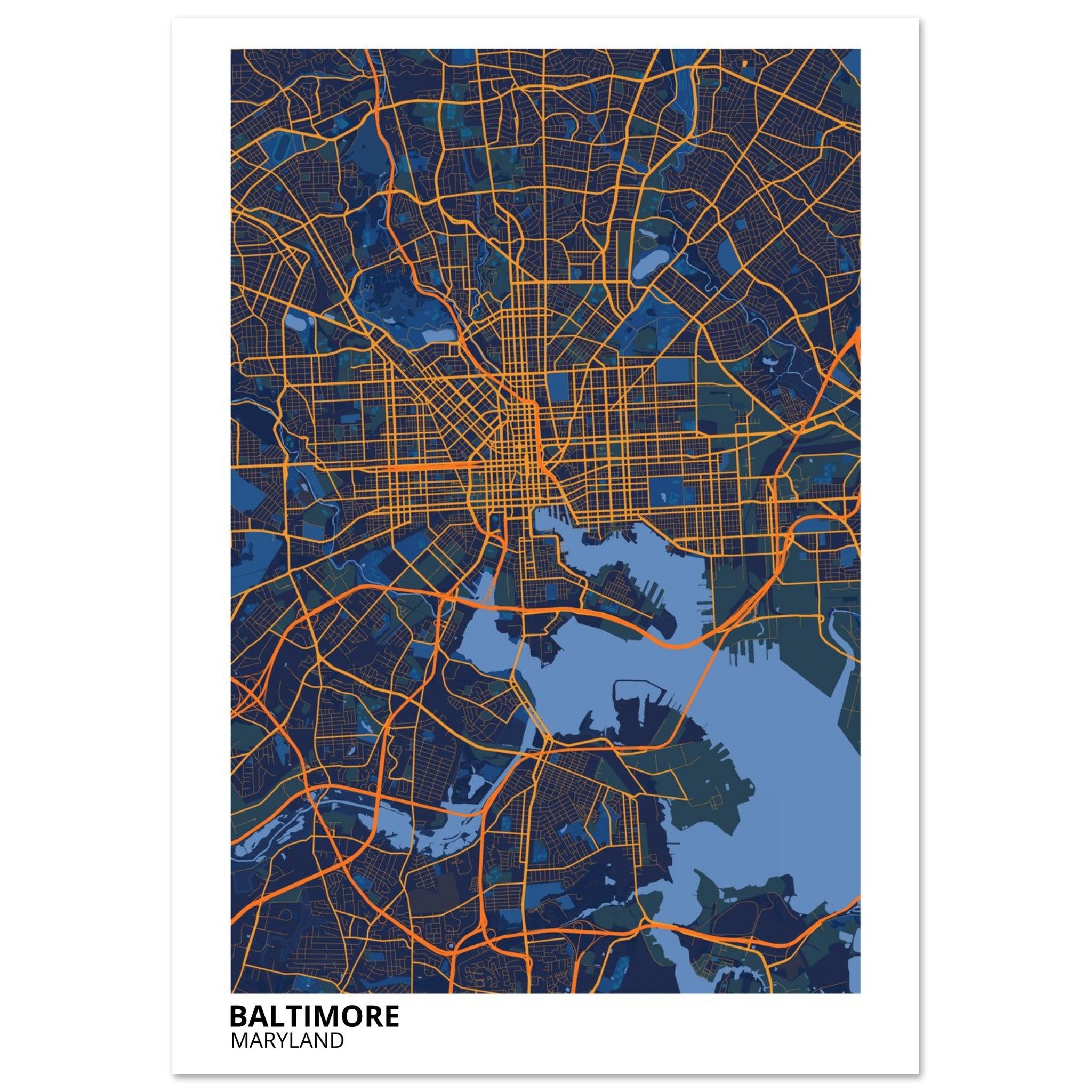 baltimore map poster print