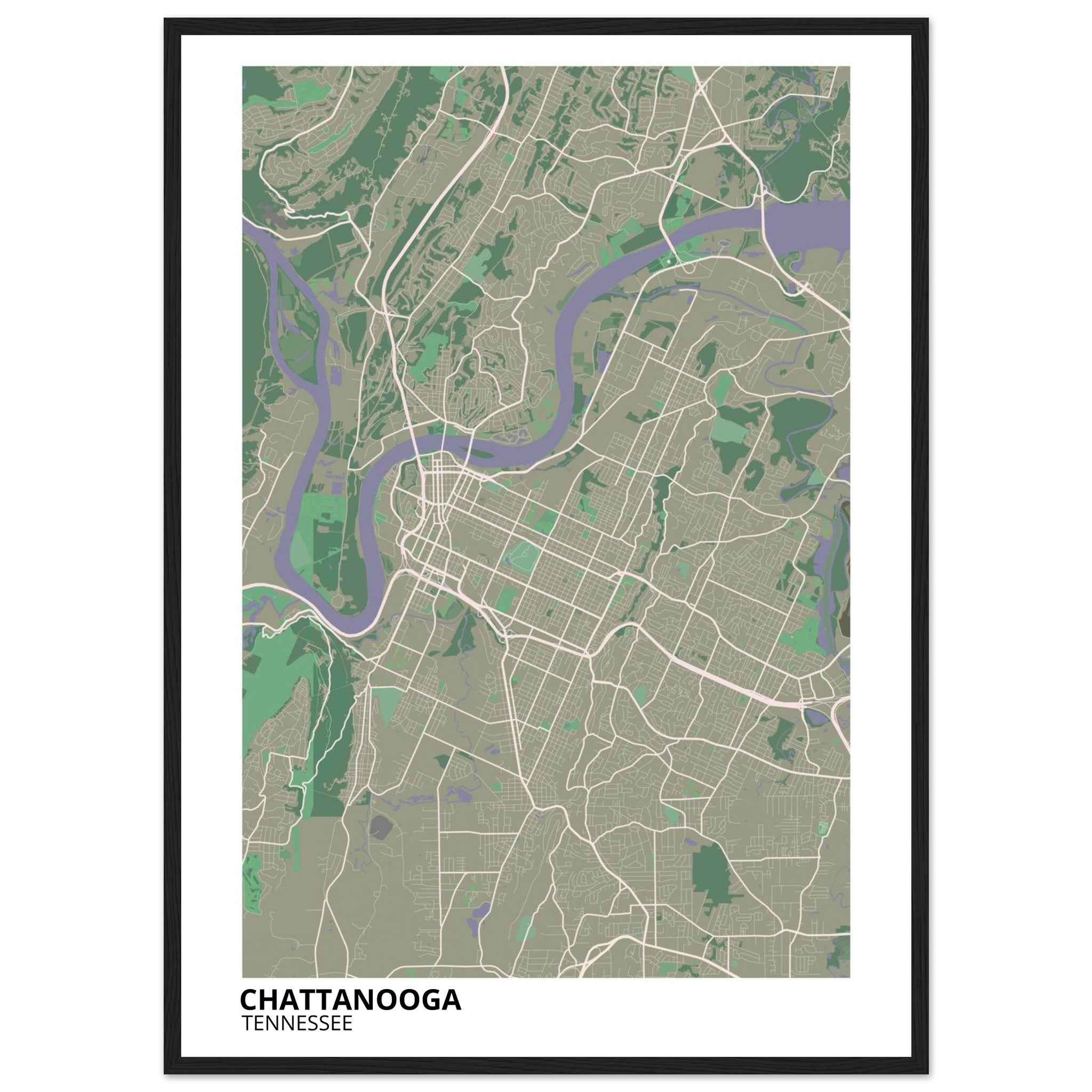Chattanooga Tennessee City Map Poster | Custom Map Art Print - Ink And Atlas