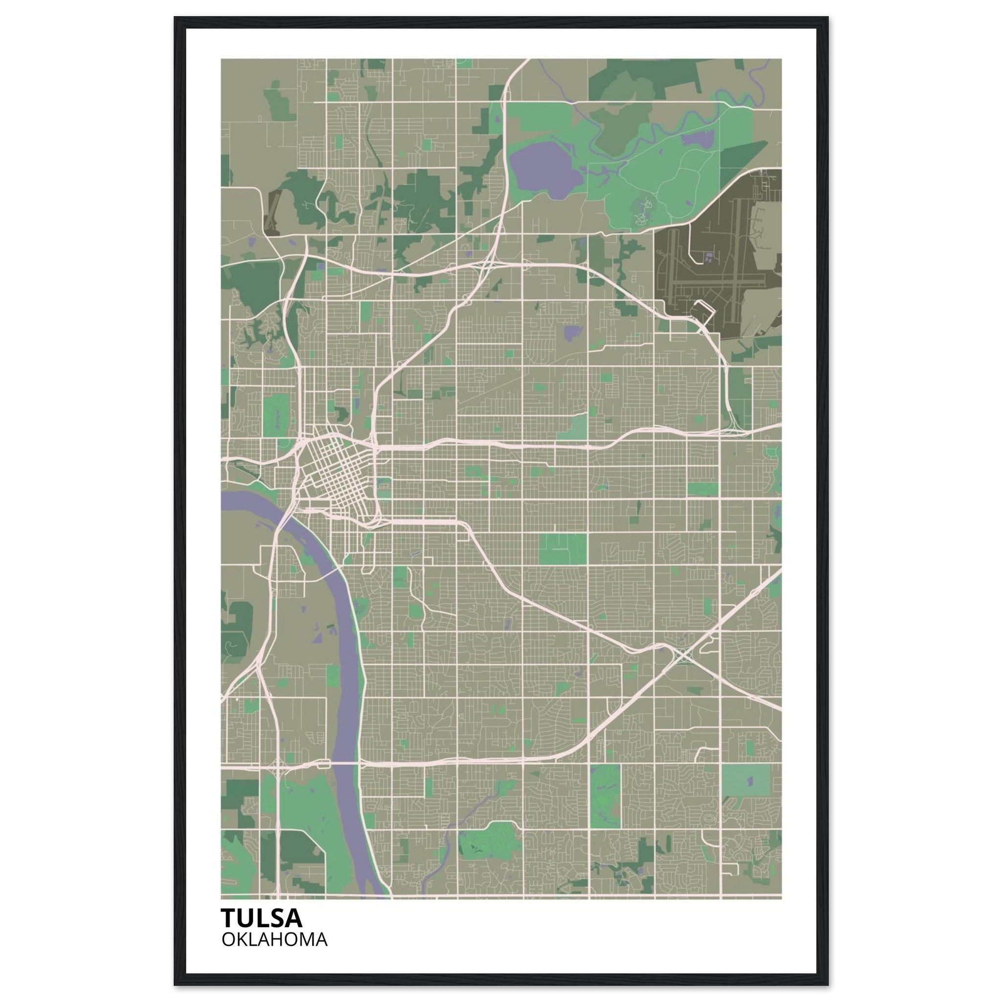tulsa map poster print