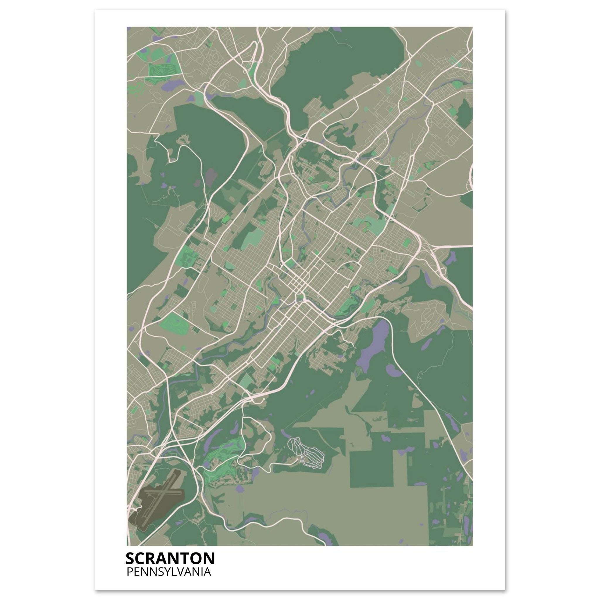 Scranton Pennsylvania City Map Poster | Custom Map Art Print - Ink And Atlas