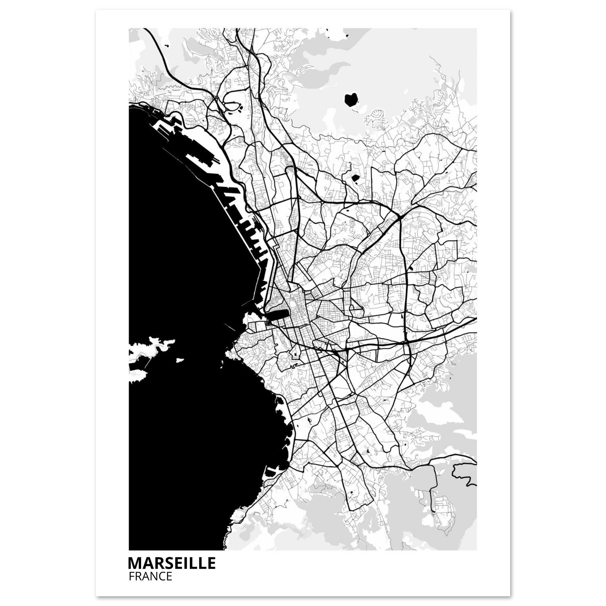 Marseille France City Map Poster | Custom Map Art Print - Ink And Atlas