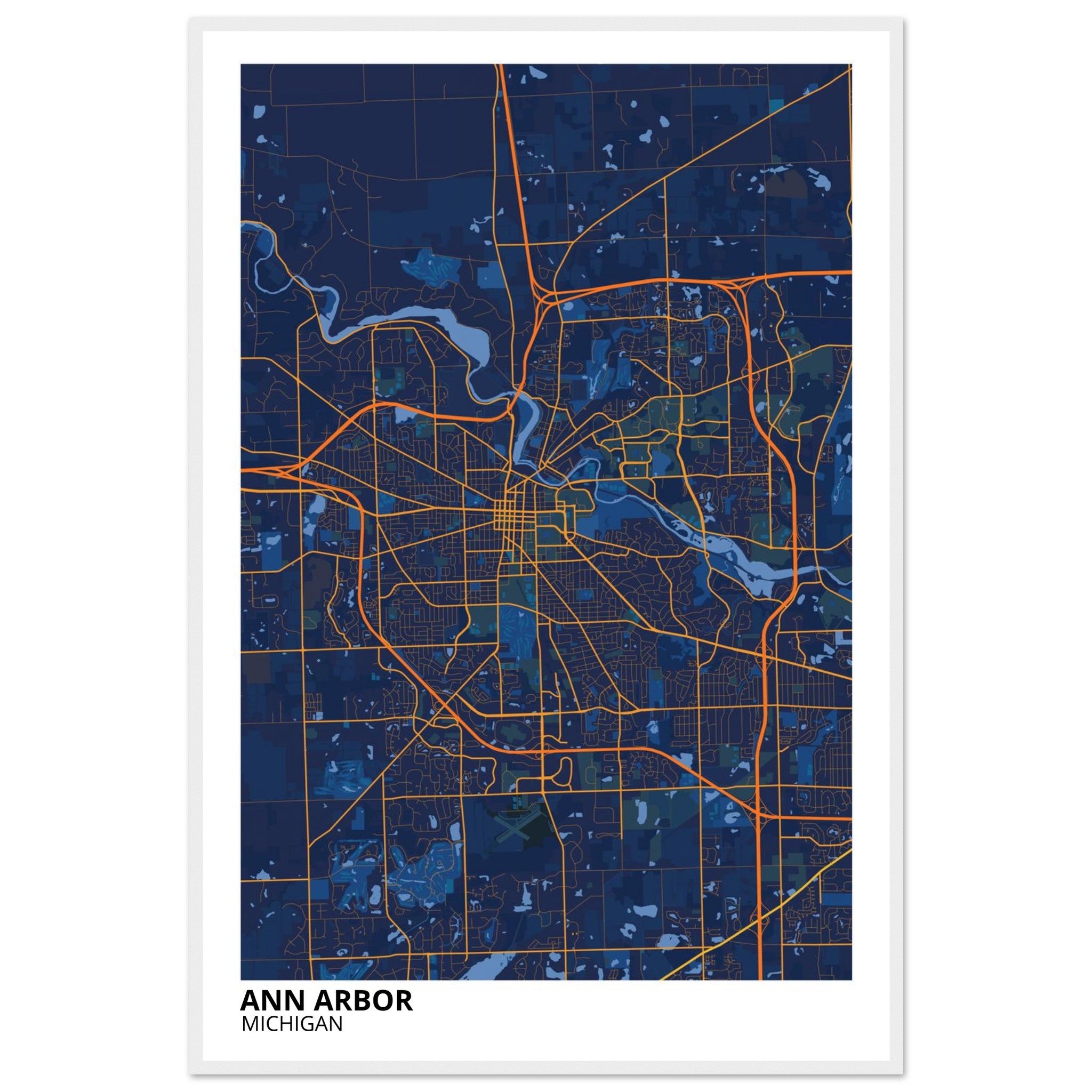 Ann Arbor Michigan City Map Poster | Custom Map Art Print - Ink And Atlas