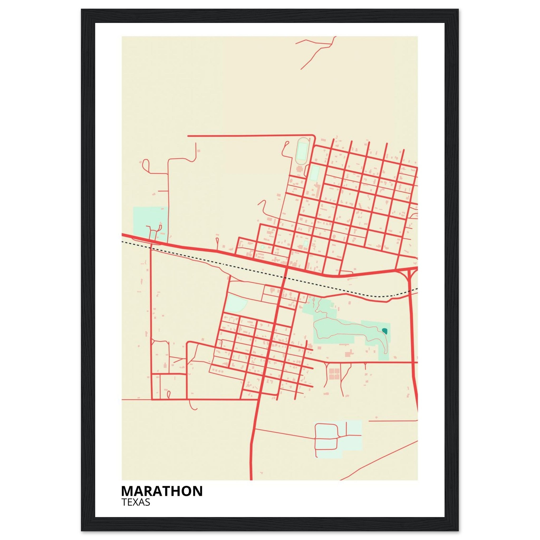 Marathon Texas City Map Poster | Custom Map Art Print - Ink And Atlas