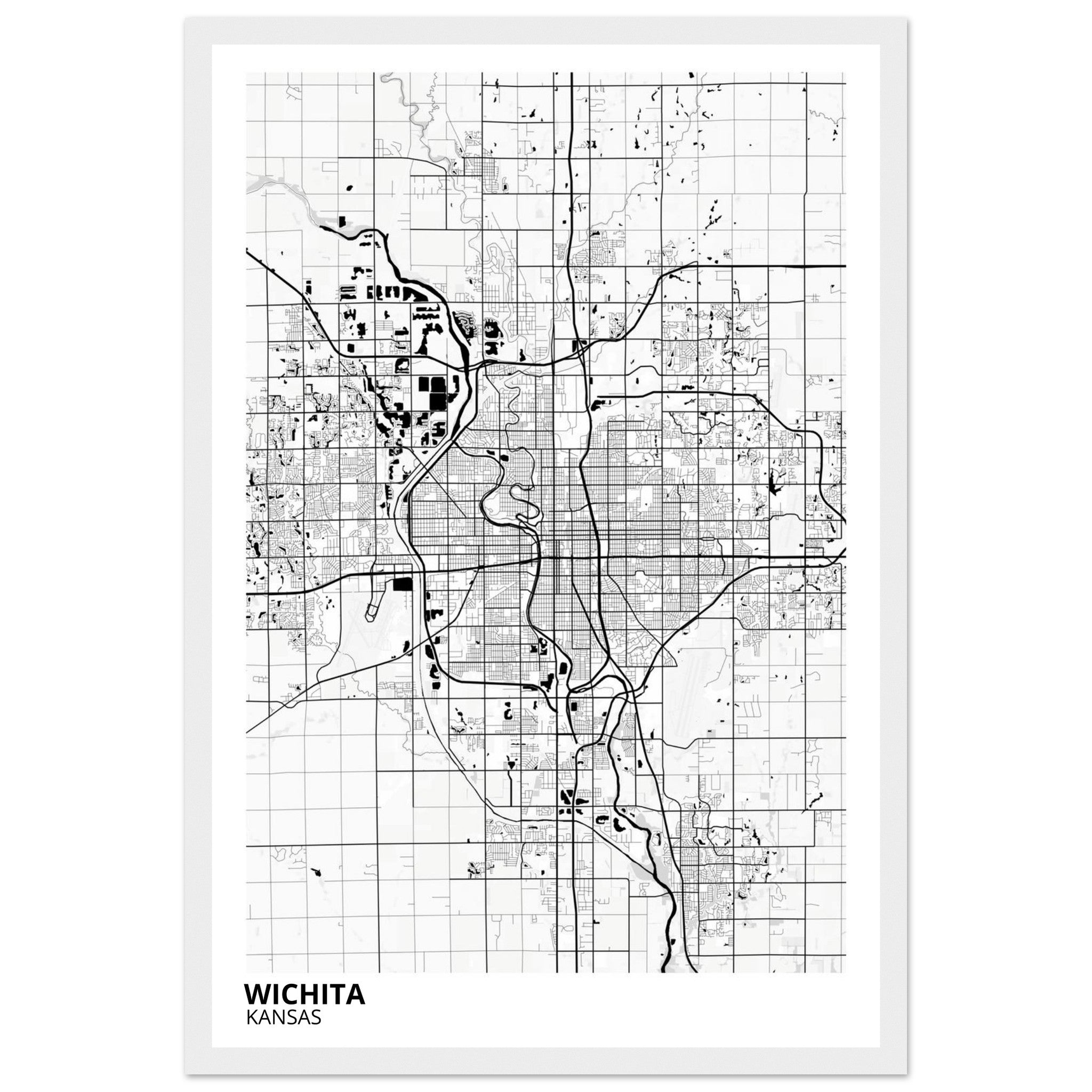 wichita map poster print