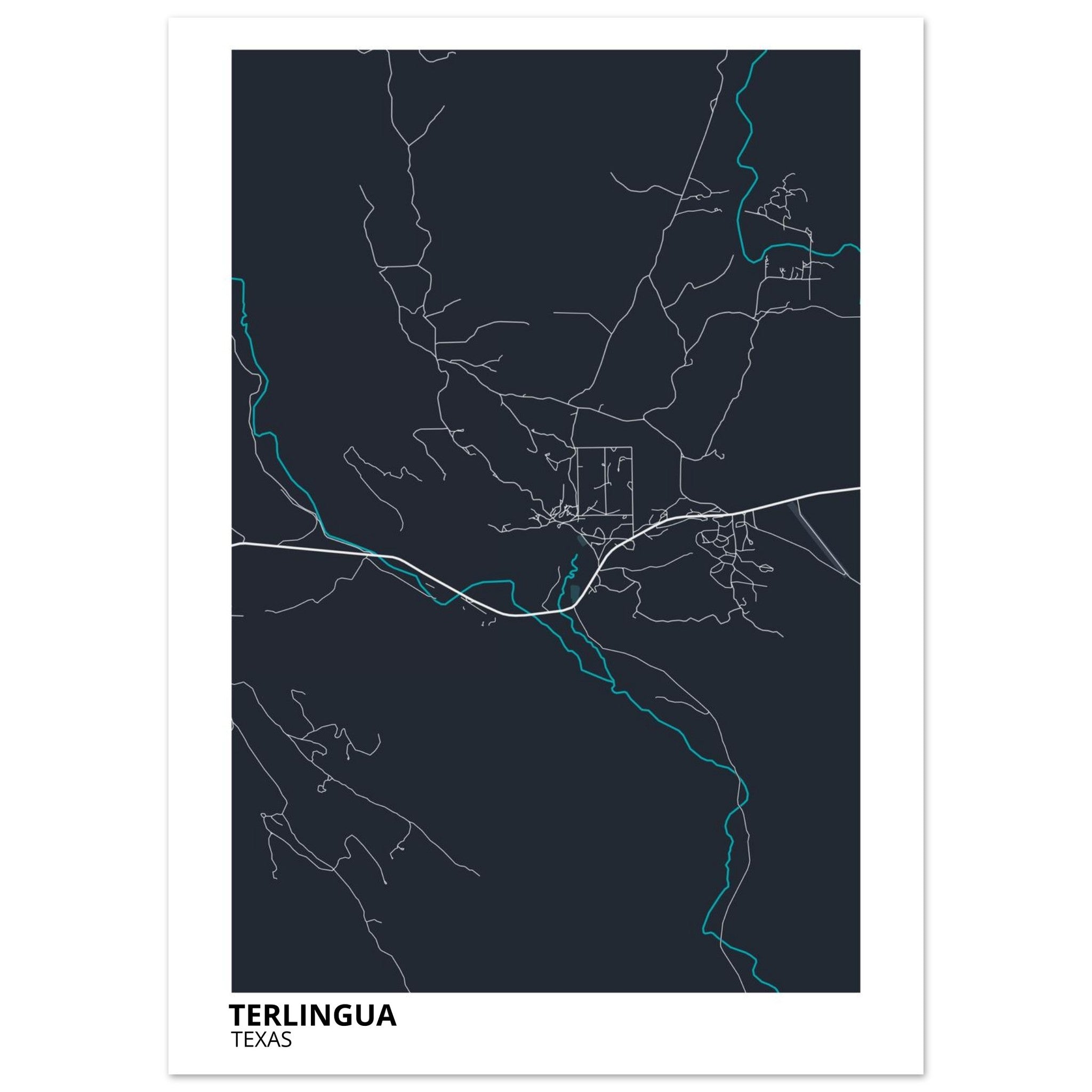 Terlingua Texas City Map Poster | Custom Map Art Print - Ink And Atlas