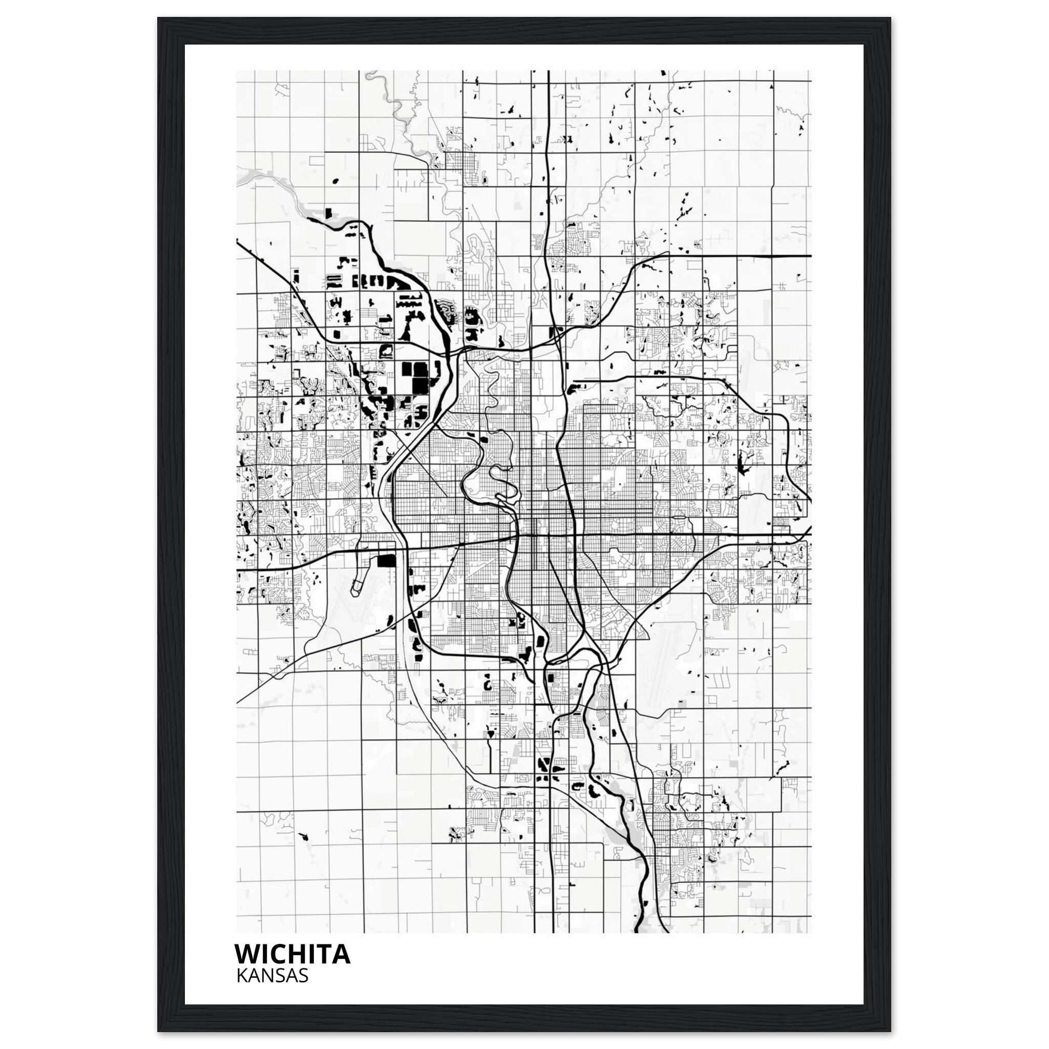 wichita map poster print
