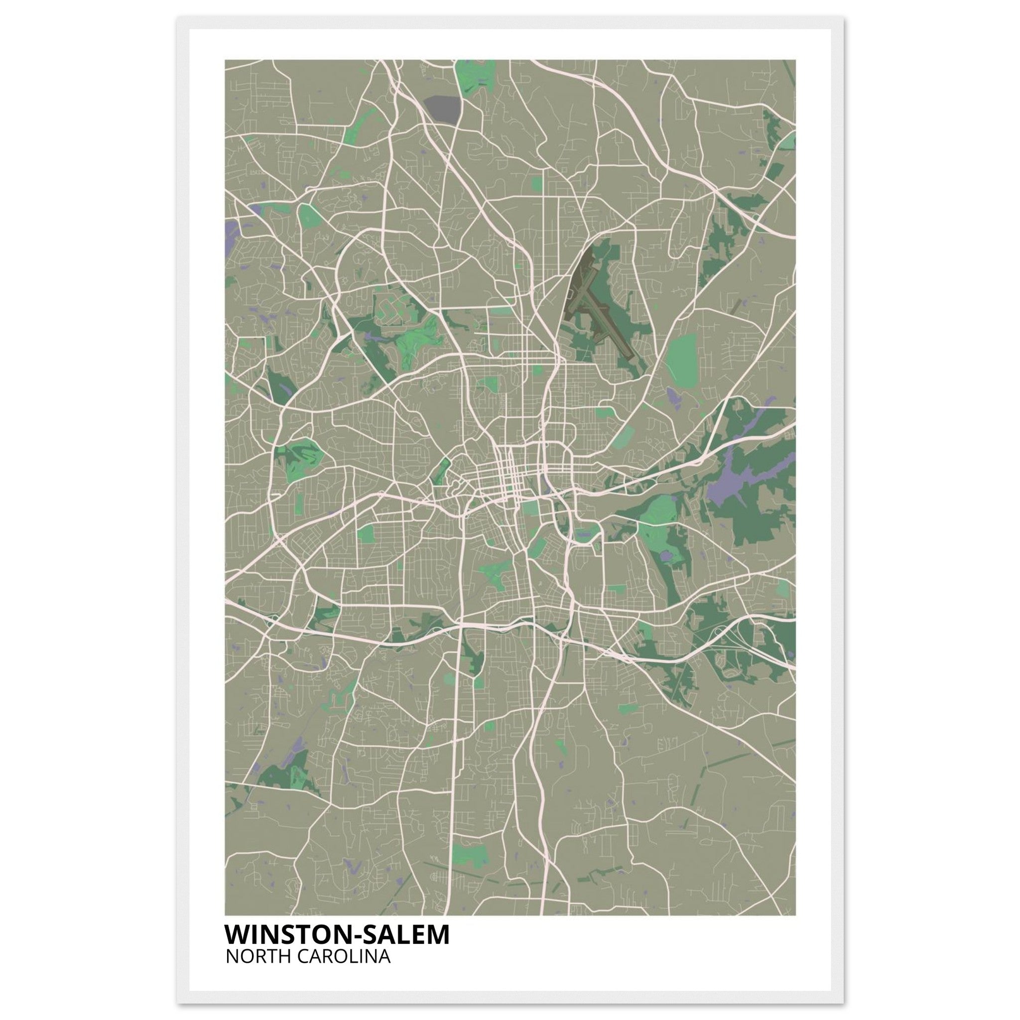 Winston - Salem North Carolina City Map Poster | Custom Map Art Print - Ink And Atlas