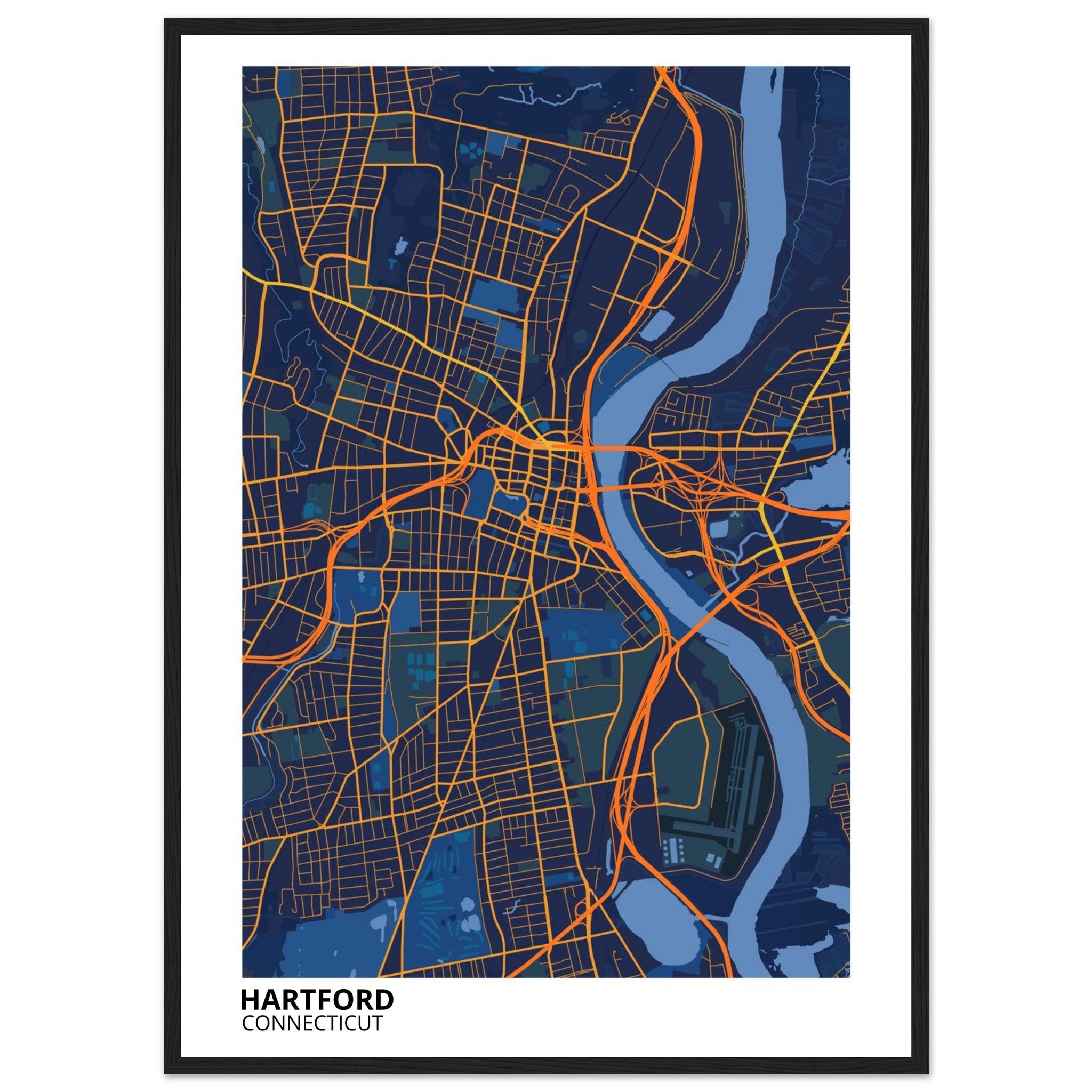 hartford map poster print