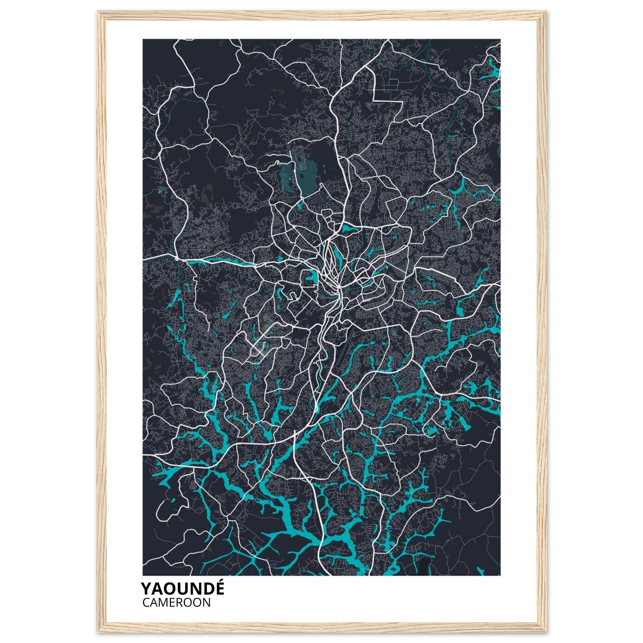 Yaounde Cameroon City Map Poster | Custom Map Art Print - Ink And Atlas