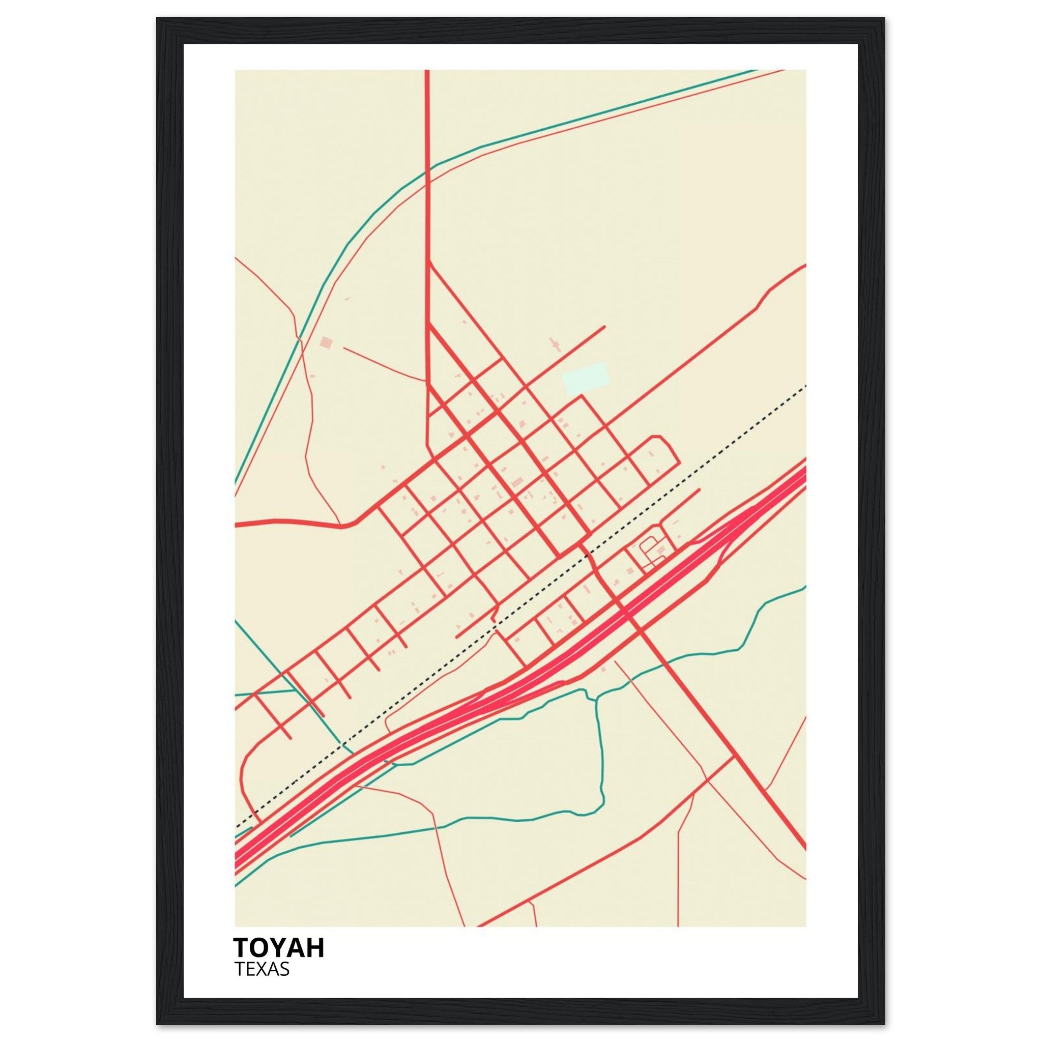 Toyah Texas City Map Poster | Custom Map Art Print - Ink And Atlas