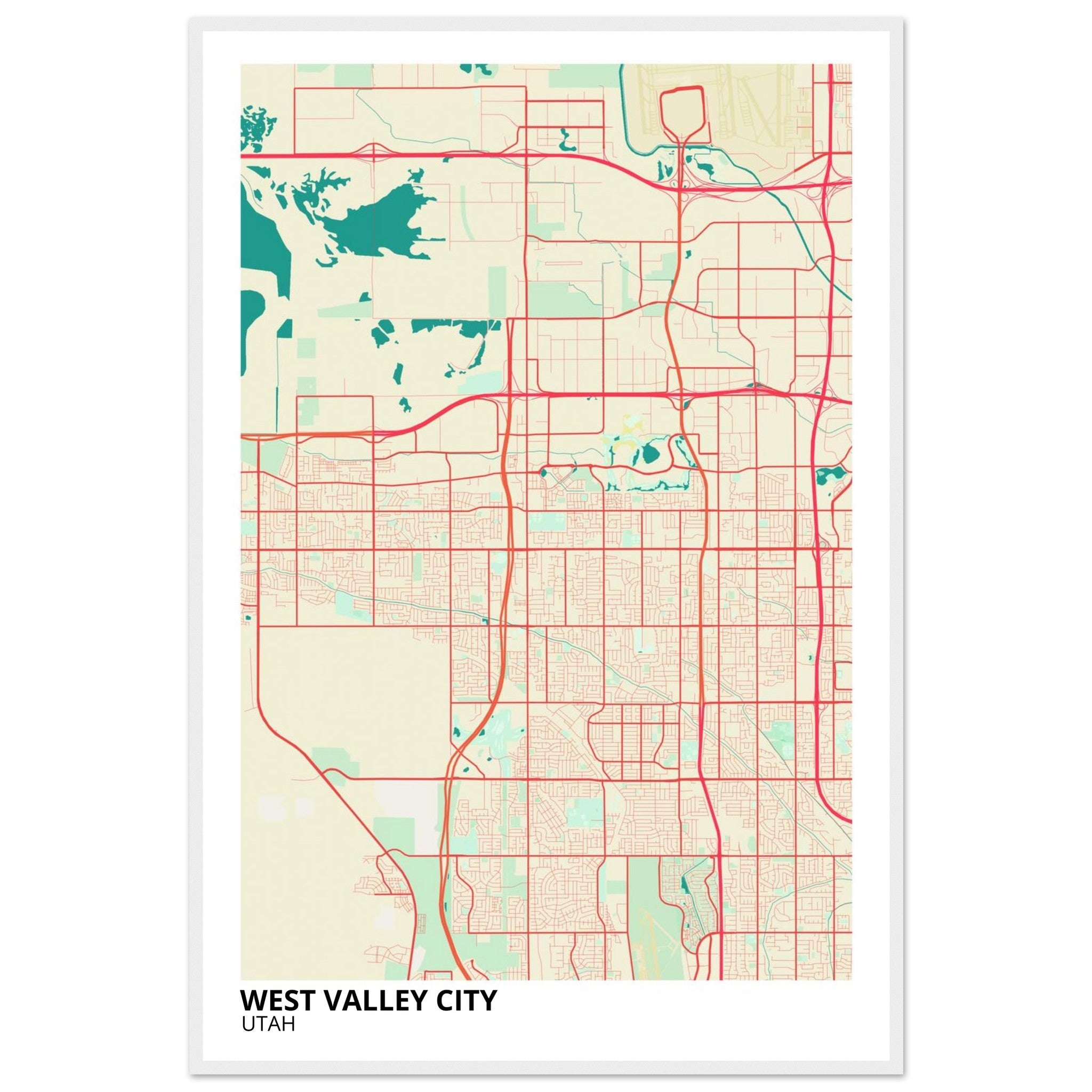 West Valley City Utah City Map Poster | Custom Map Art Print - Ink And Atlas