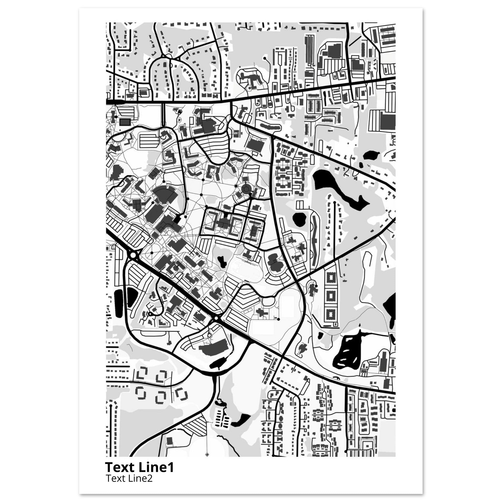 Kent State University at Kent Ohio Campus Map Poster | Graduation Gift - Ink And Atlas
