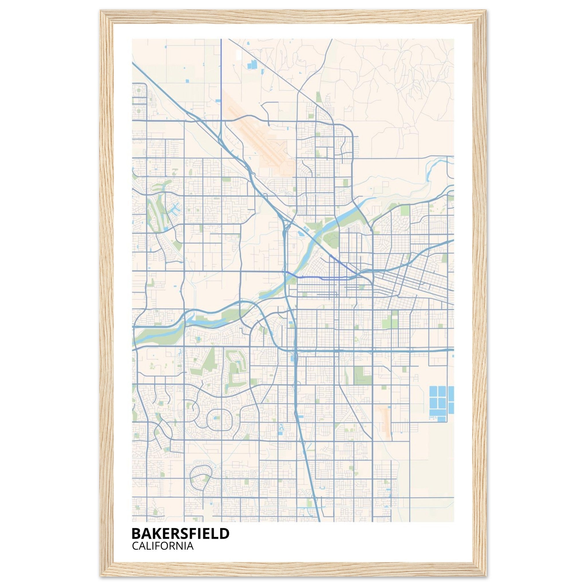 bakersfield map poster print