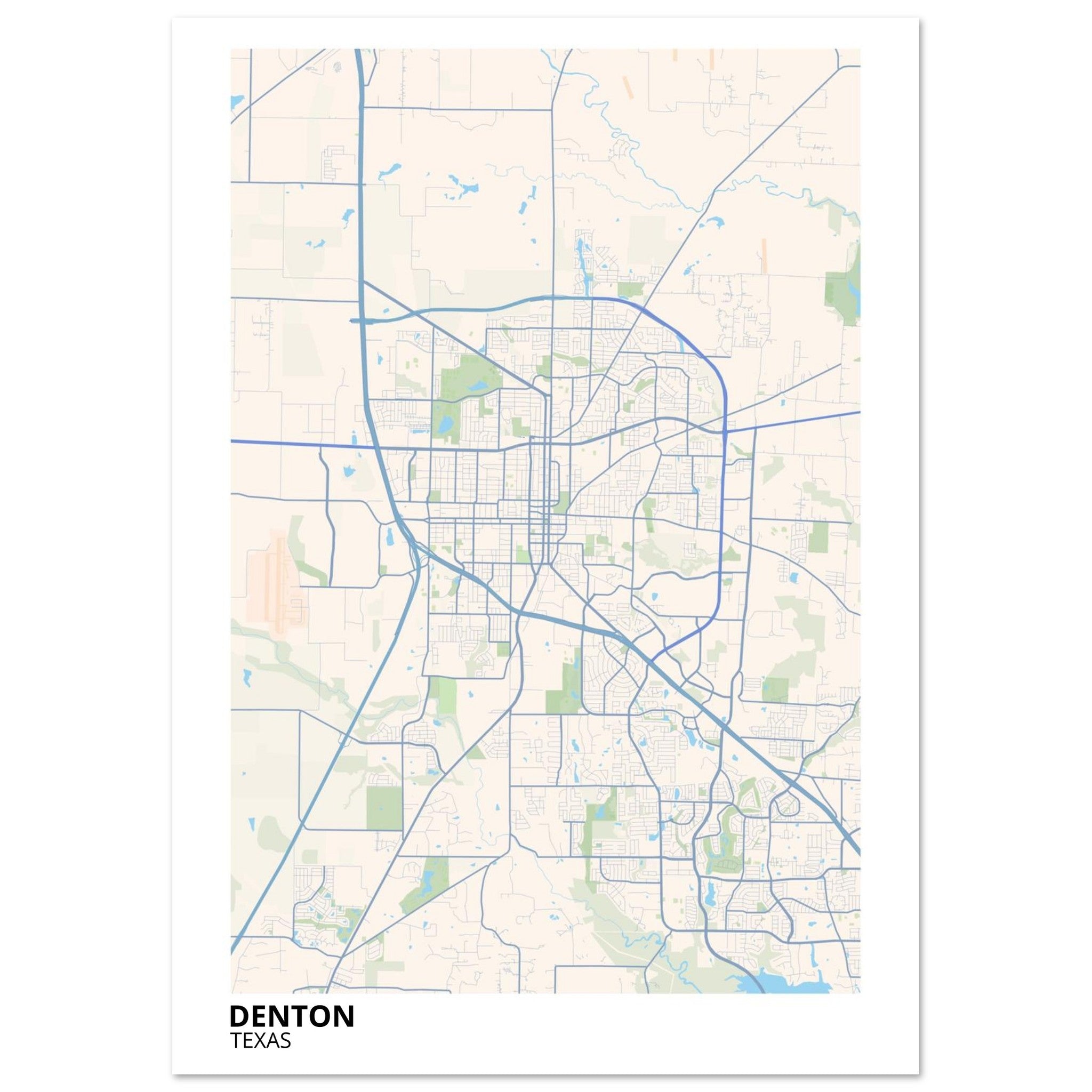denton map poster print