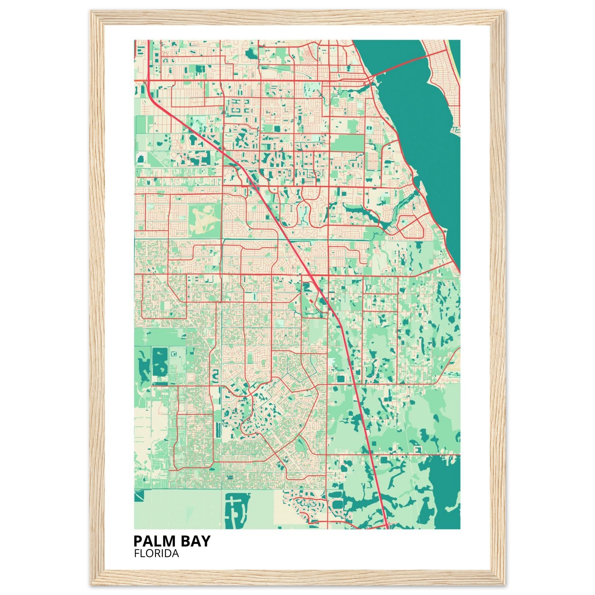 palm bay map poster print