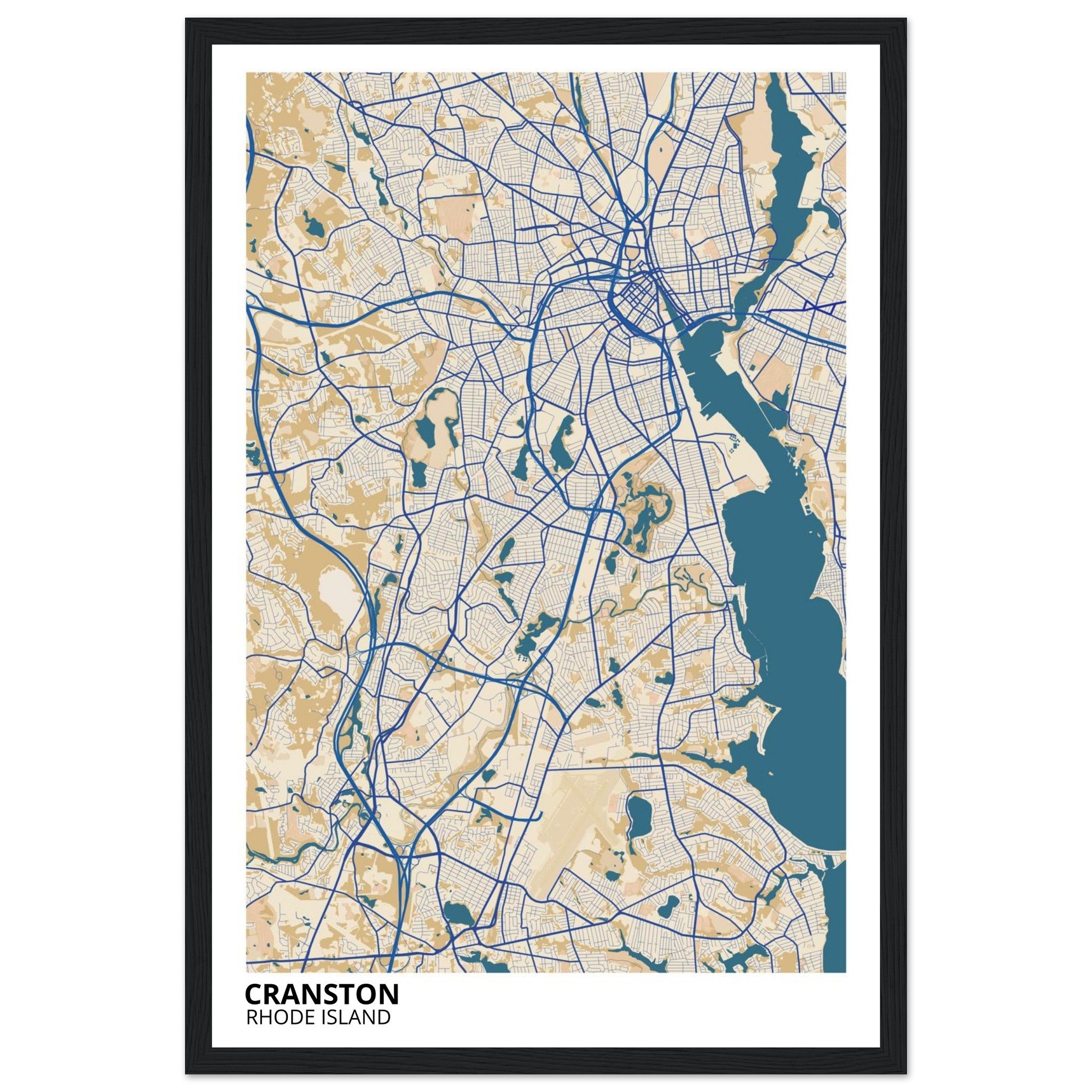 Cranston Rhode Island City Map Poster | Custom Map Art Print - Ink And Atlas