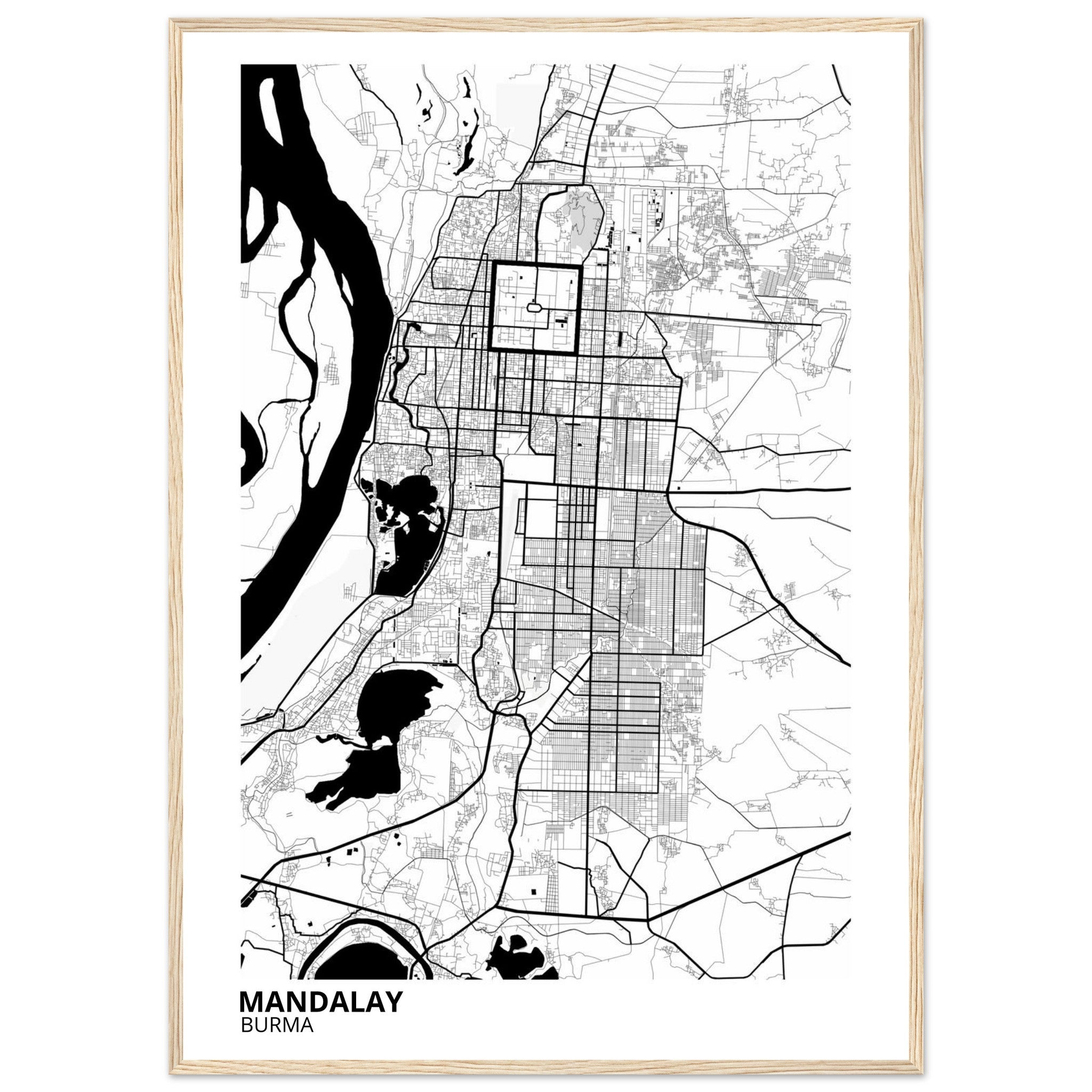 Mandalay Burma City Map Poster | Custom Map Art Print - Ink And Atlas