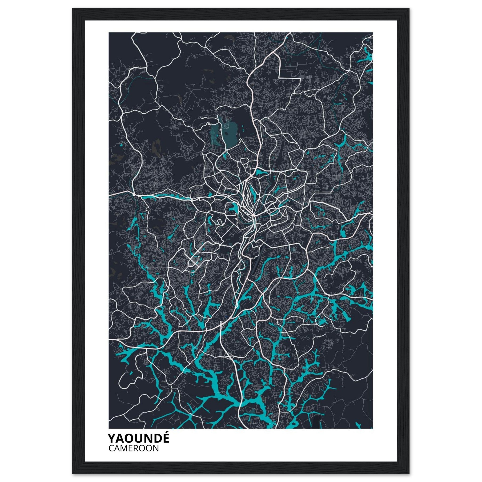 Yaounde Cameroon City Map Poster | Custom Map Art Print - Ink And Atlas