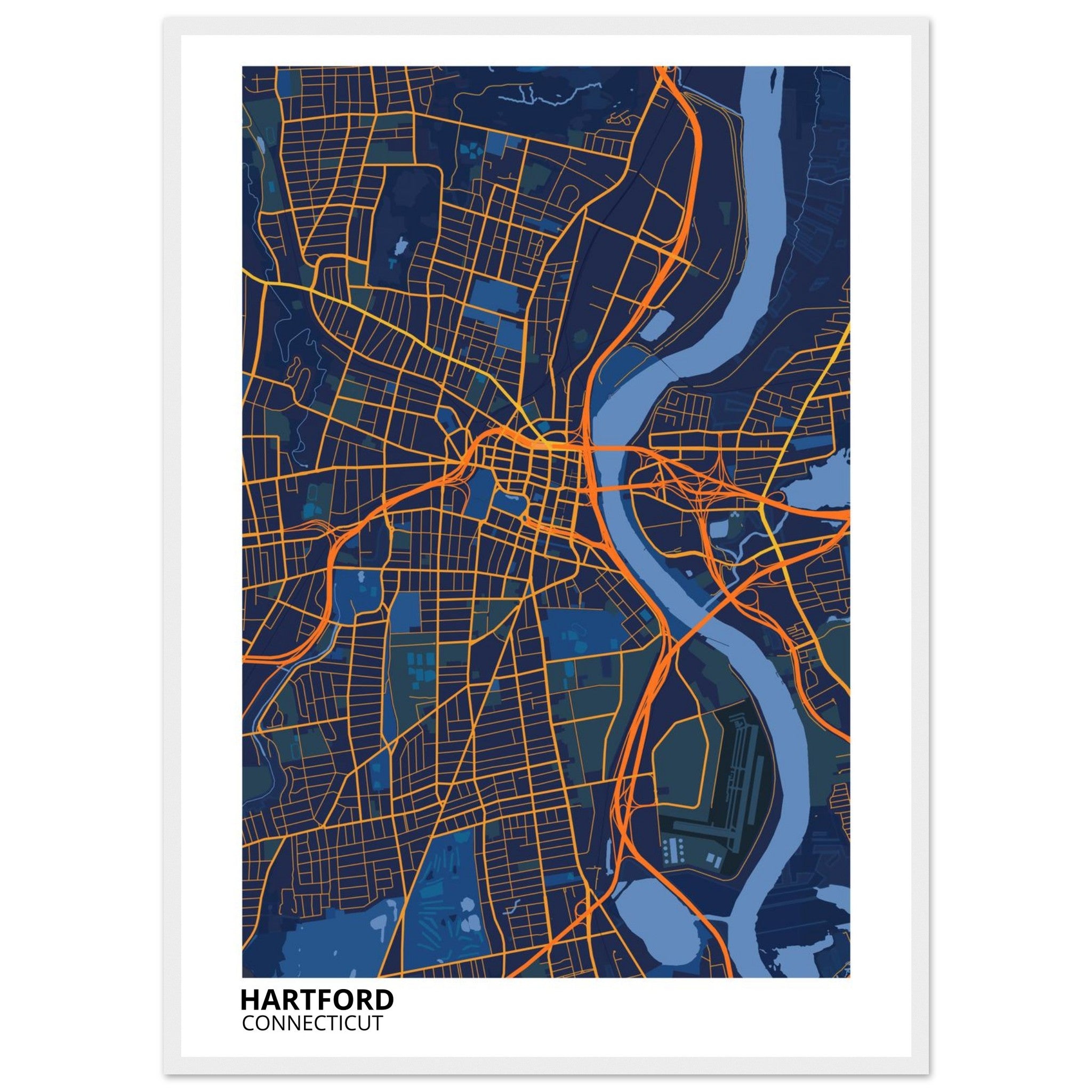 hartford map poster print