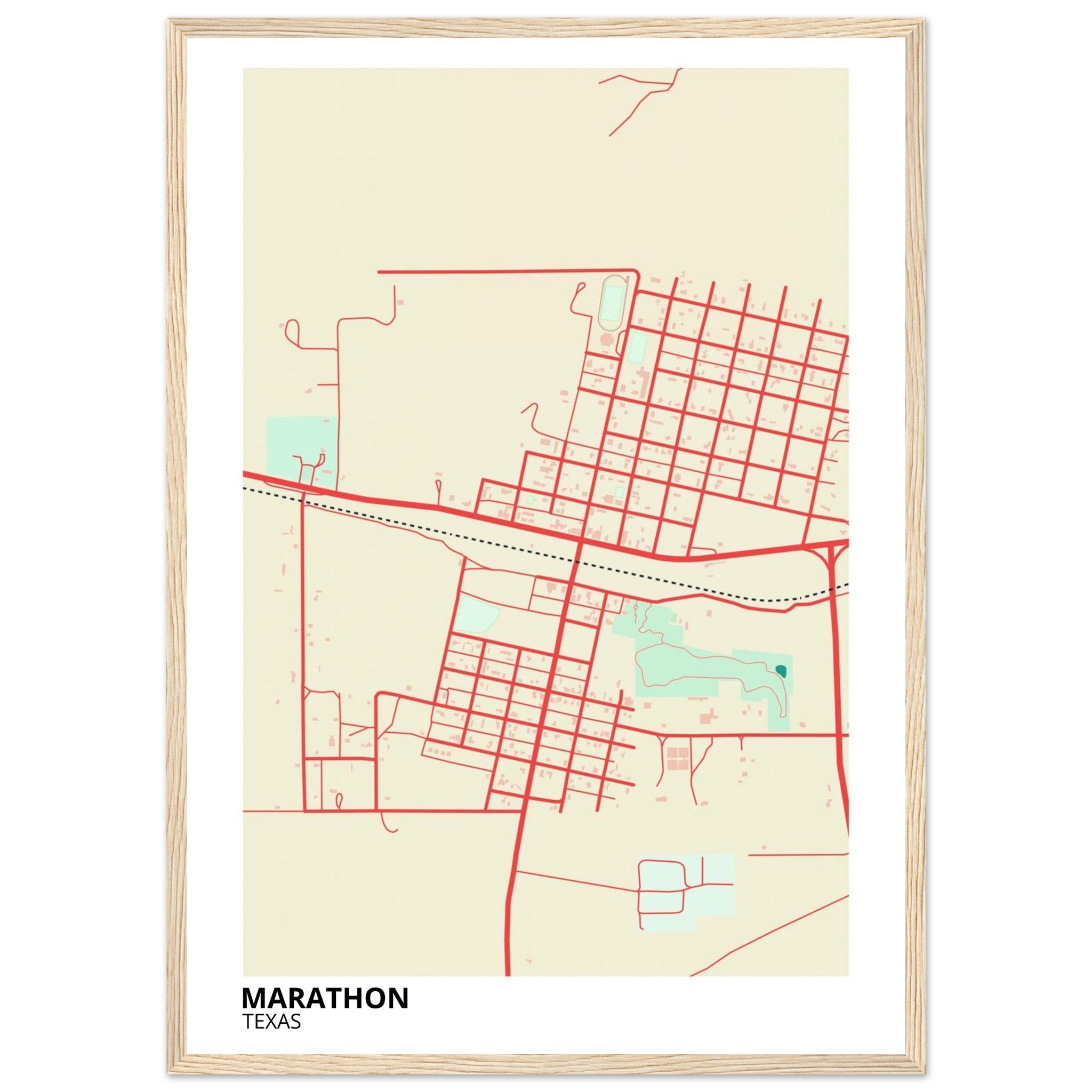 Marathon Texas City Map Poster | Custom Map Art Print - Ink And Atlas