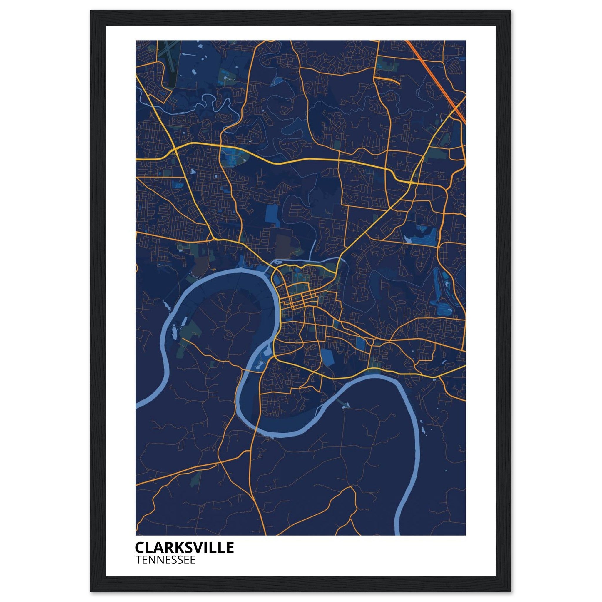 Clarksville Tennessee City Map Poster | Custom Map Art Print - Ink And Atlas