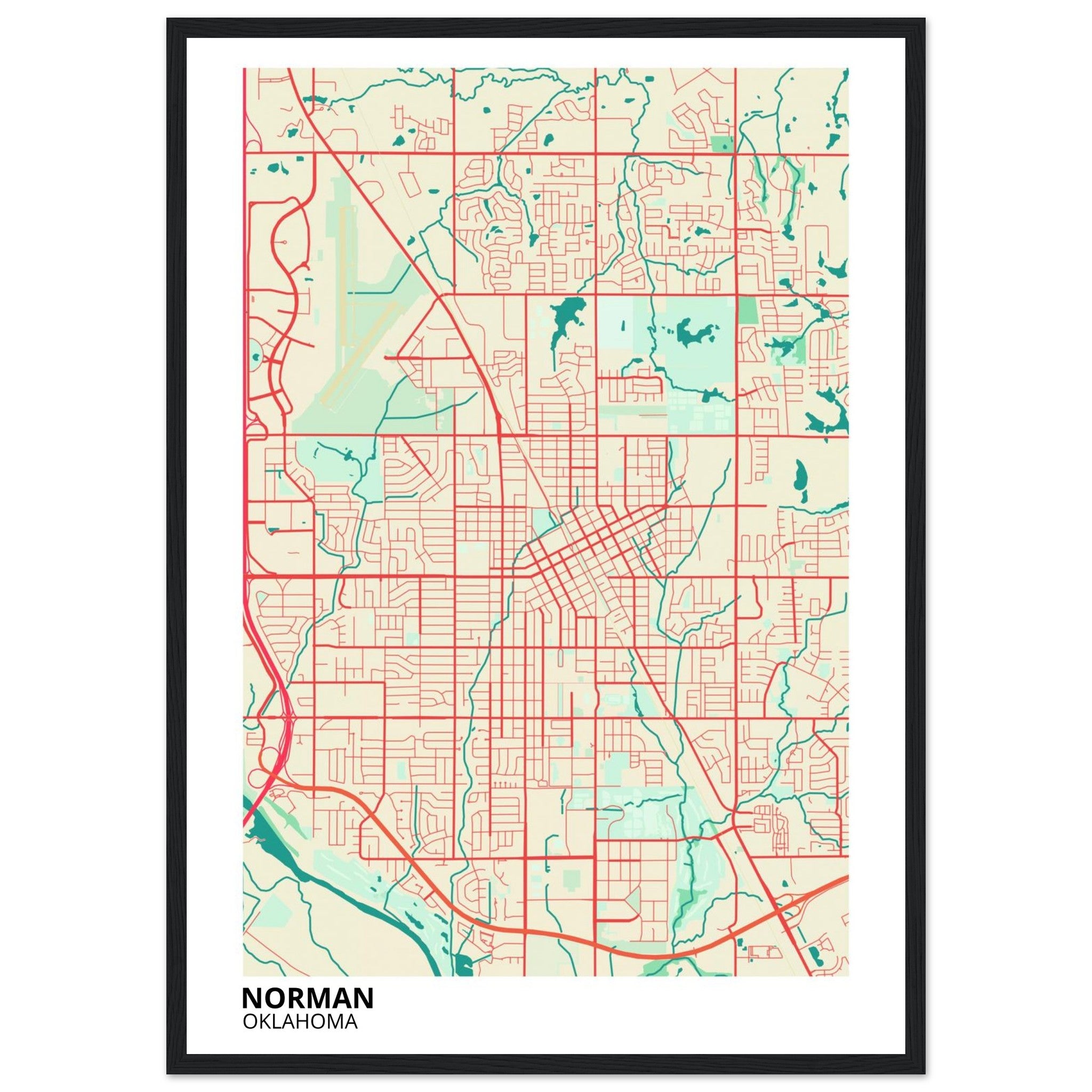 Norman Oklahoma City Map Poster | Custom Map Art Print - Ink And Atlas