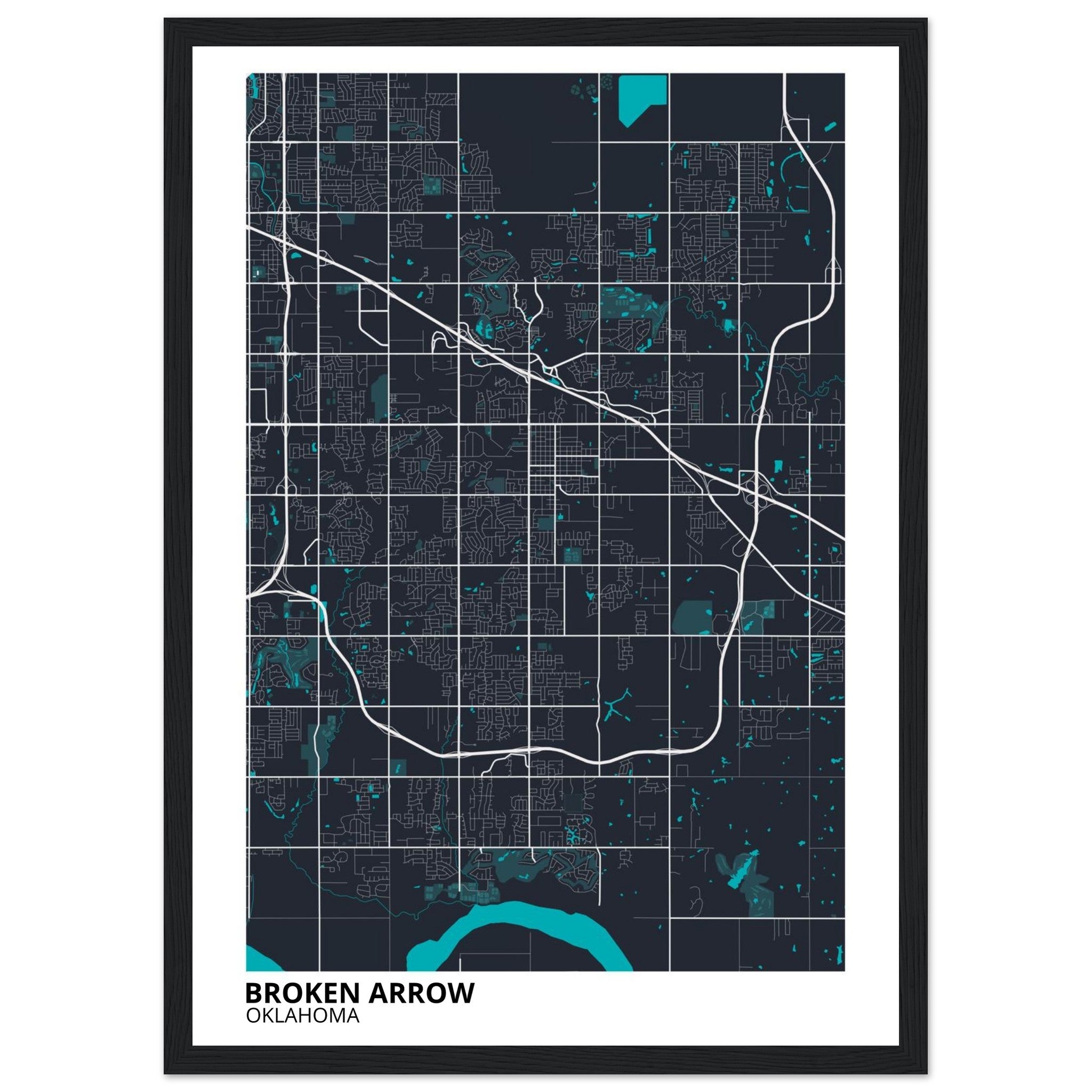 Broken Arrow Oklahoma City Map Poster | Custom Map Art Print - Ink And Atlas
