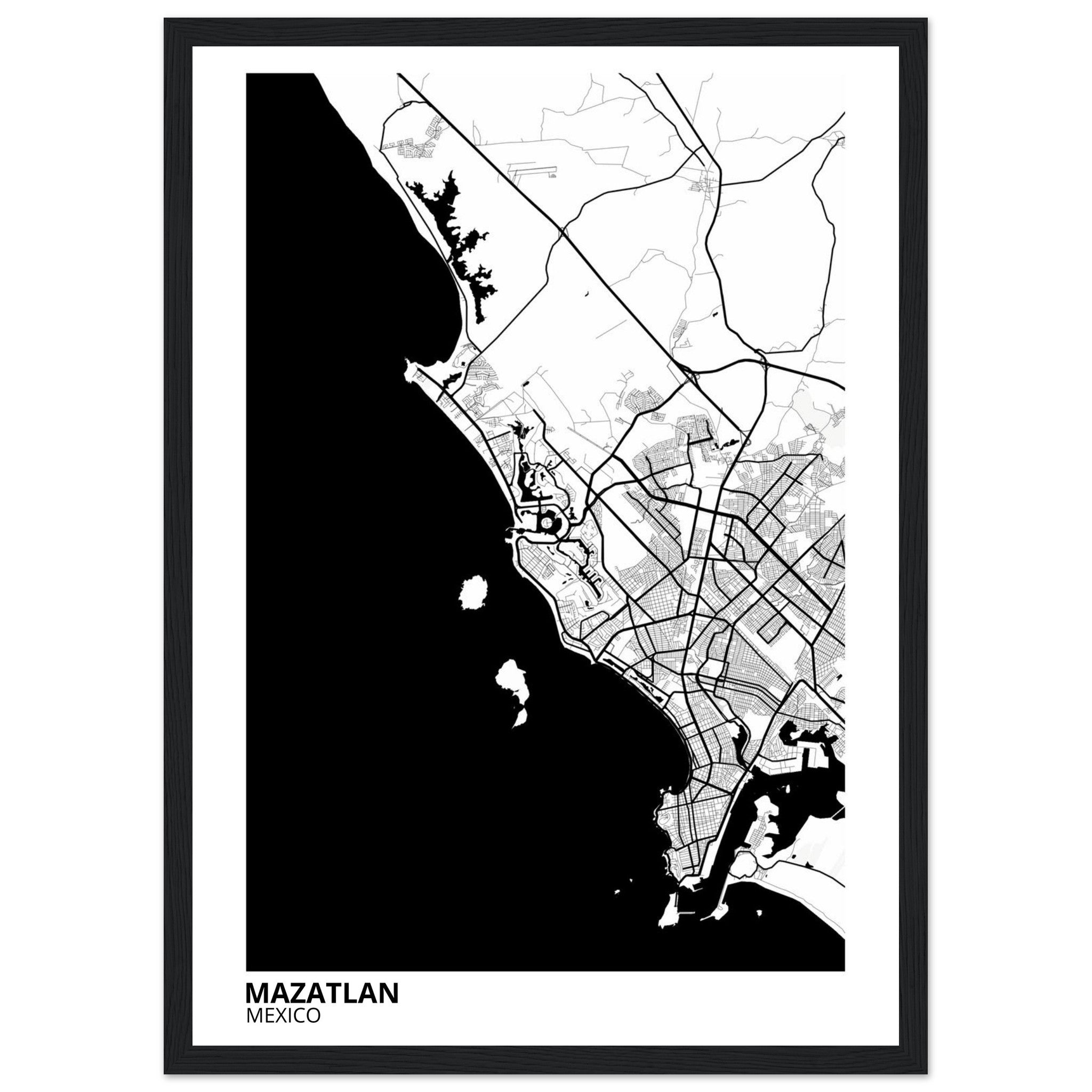 Mazatlan Mexico City Map Poster | Custom Map Art Print - Ink And Atlas