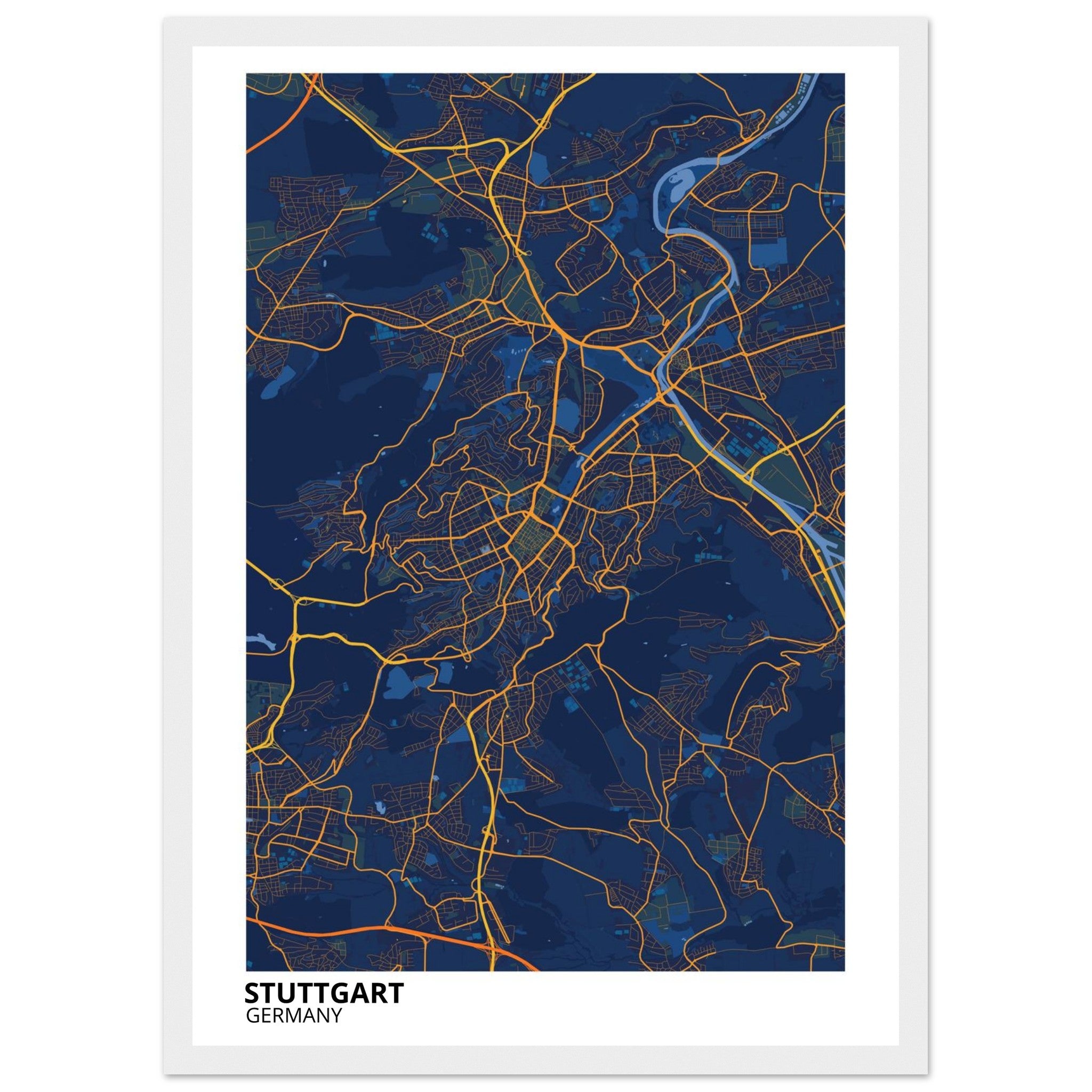 Stuttgart Germany City Map Poster | Custom Map Art Print - Ink And Atlas