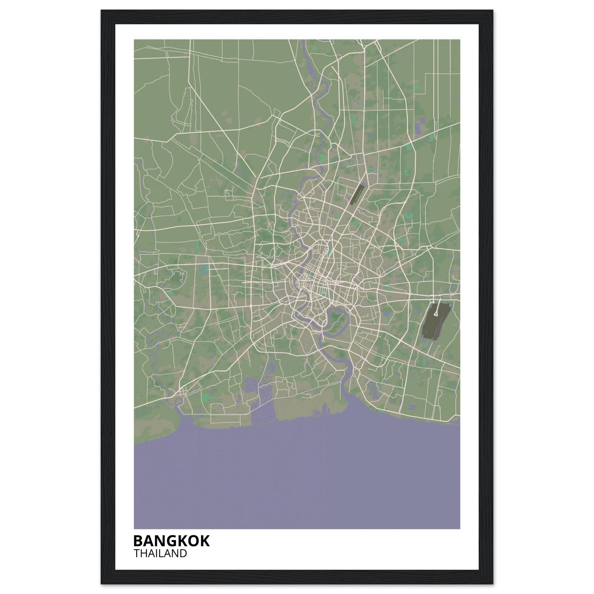 bangkok thailand map poster print