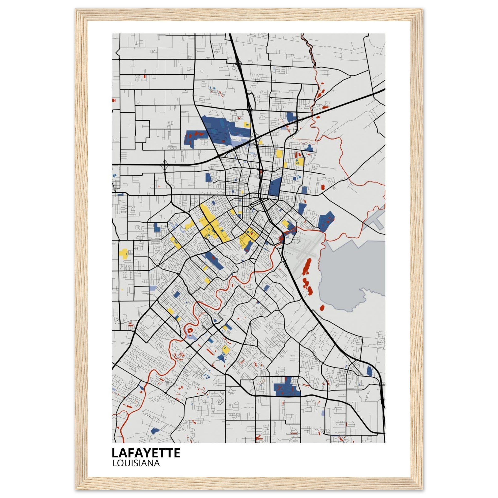 Lafayette Louisiana City Map Poster | Custom Map Art Print - Ink And Atlas