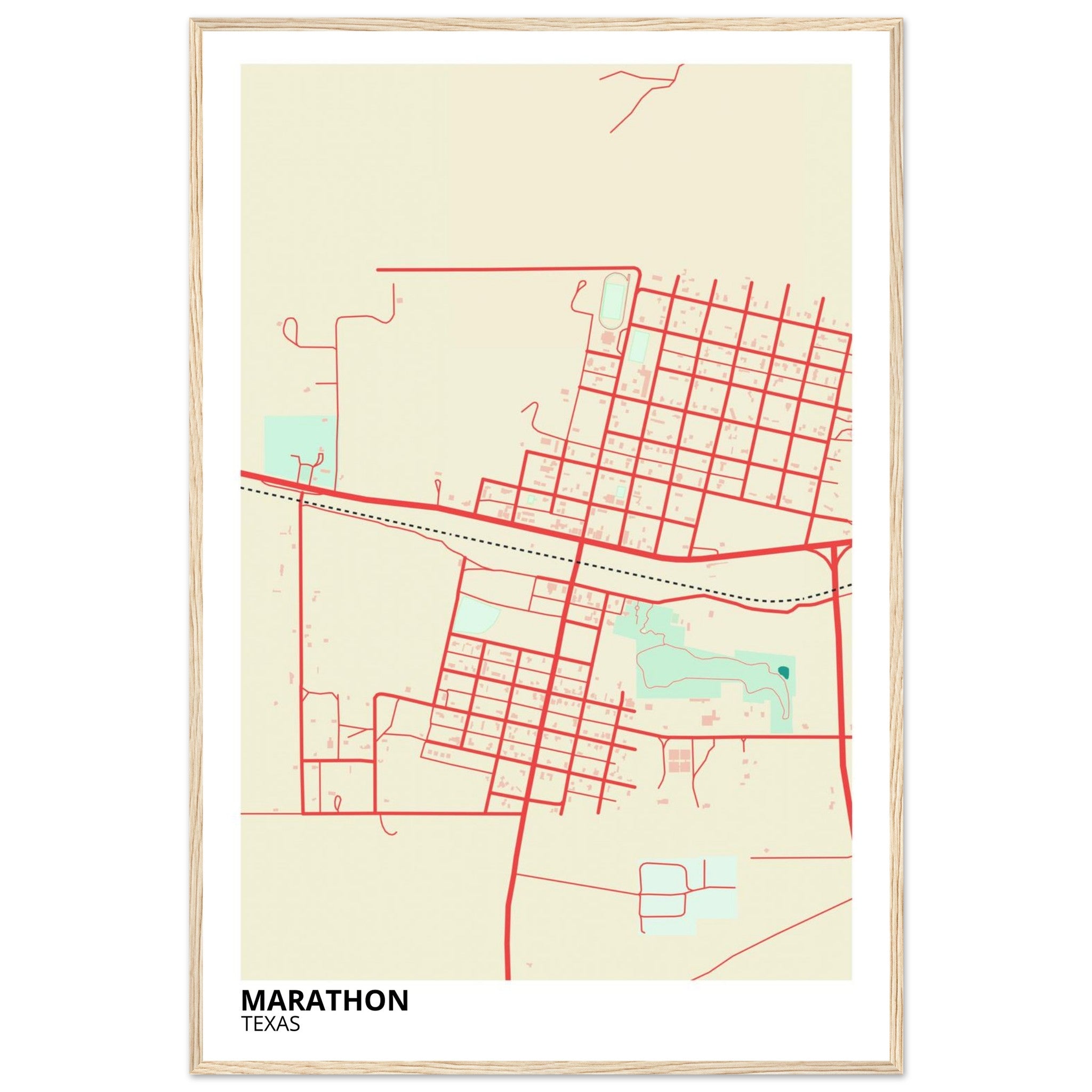 Marathon Texas City Map Poster | Custom Map Art Print - Ink And Atlas