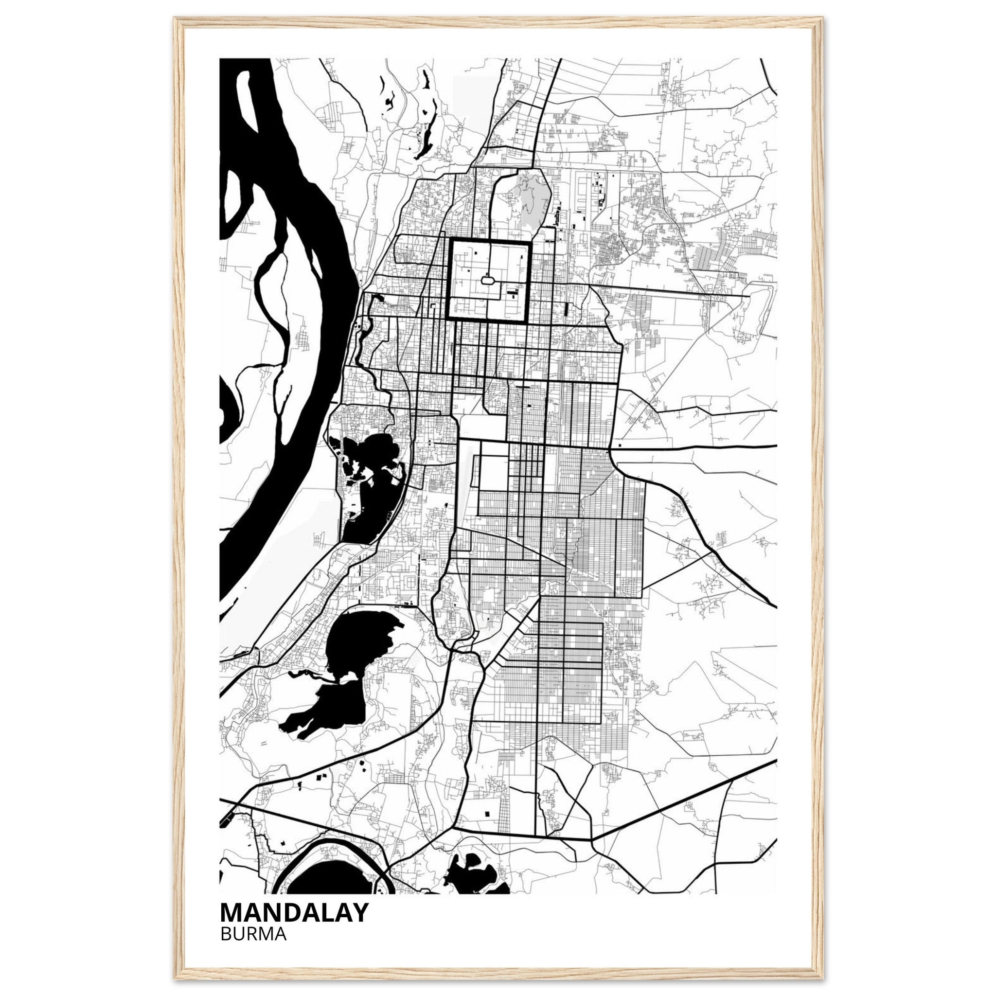 Mandalay Burma City Map Poster | Custom Map Art Print - Ink And Atlas