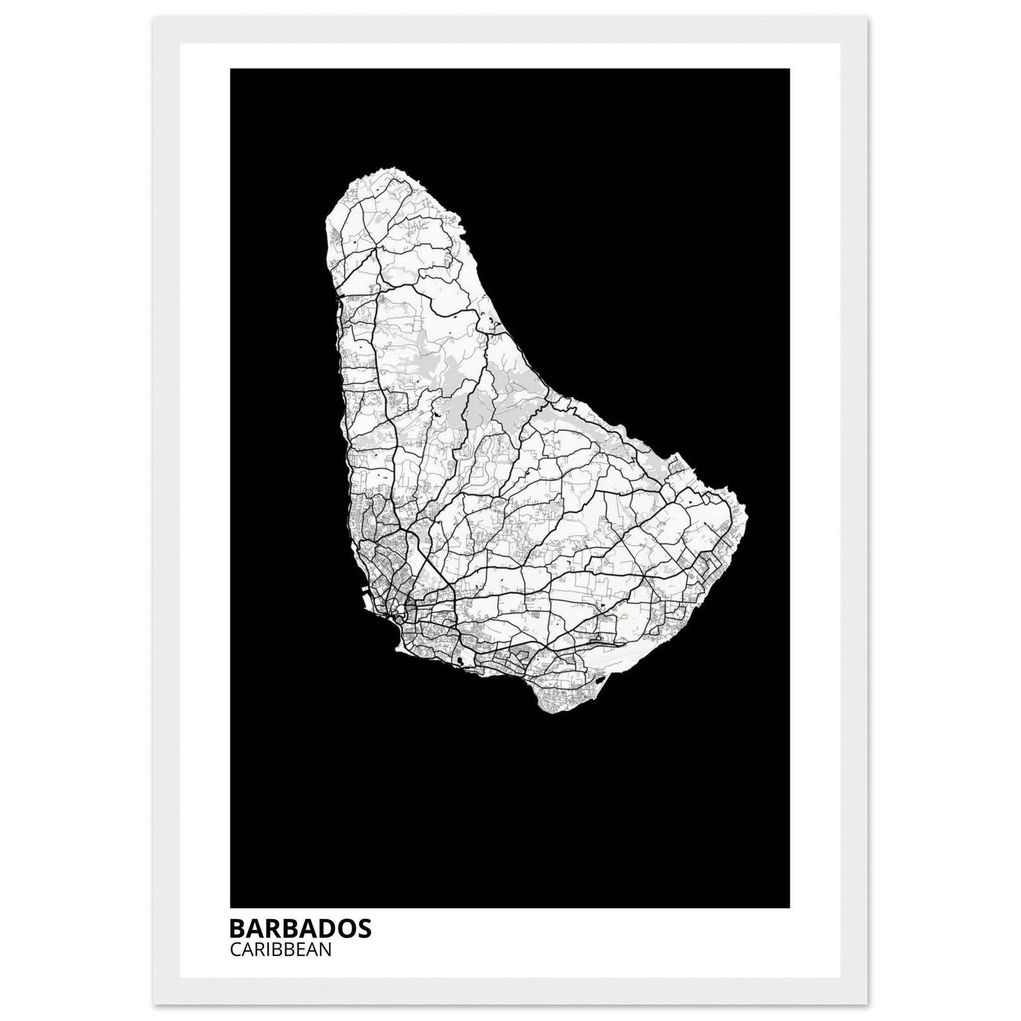 Barbados Caribbean City Map Poster | Custom Map Art Print - Ink And Atlas