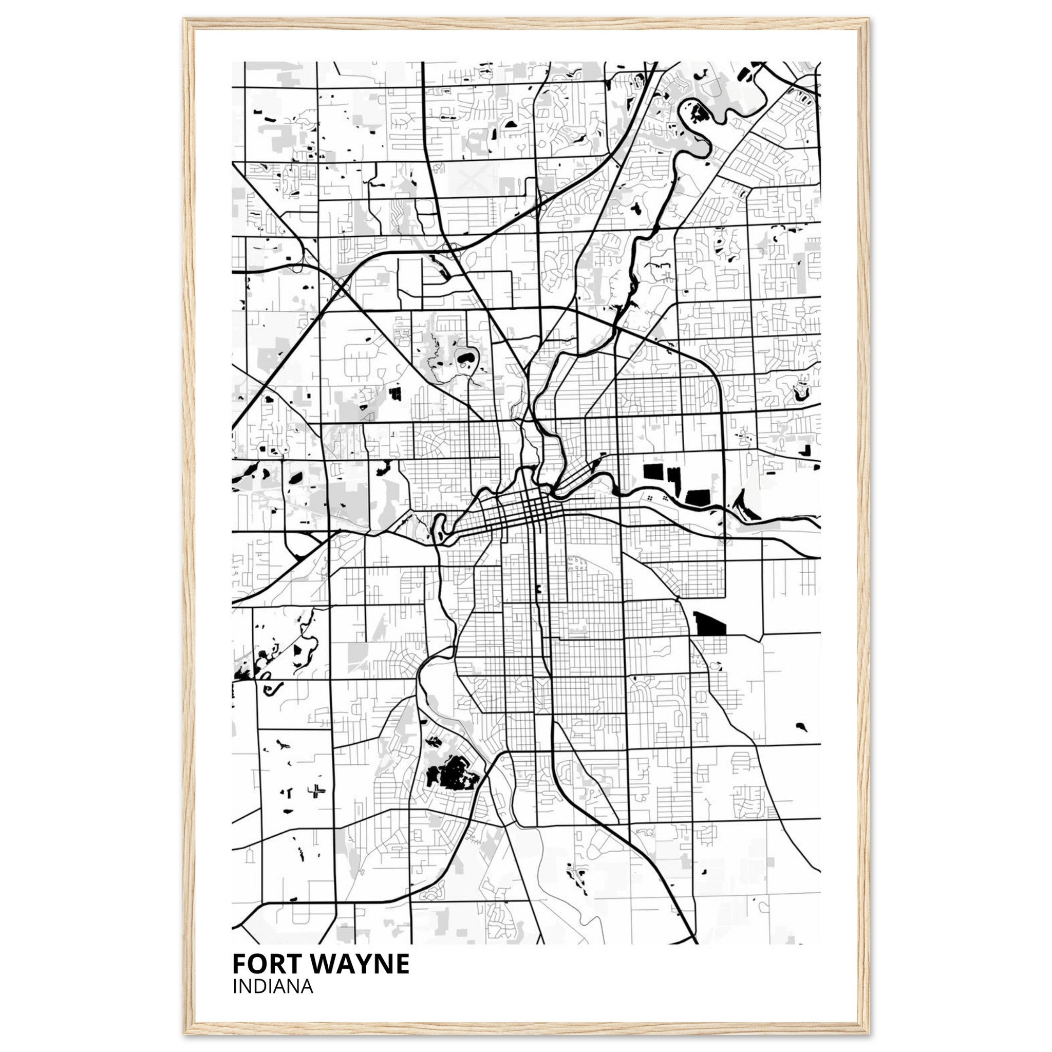 Fort Wayne Indiana City Map Poster | Custom Map Art Print - Ink And Atlas
