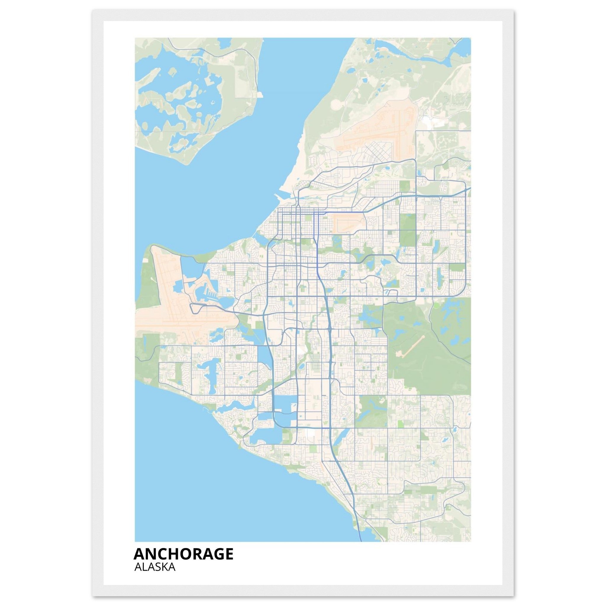 Anchorage Alaska City Map Poster | Custom Map Art Print - Ink And Atlas