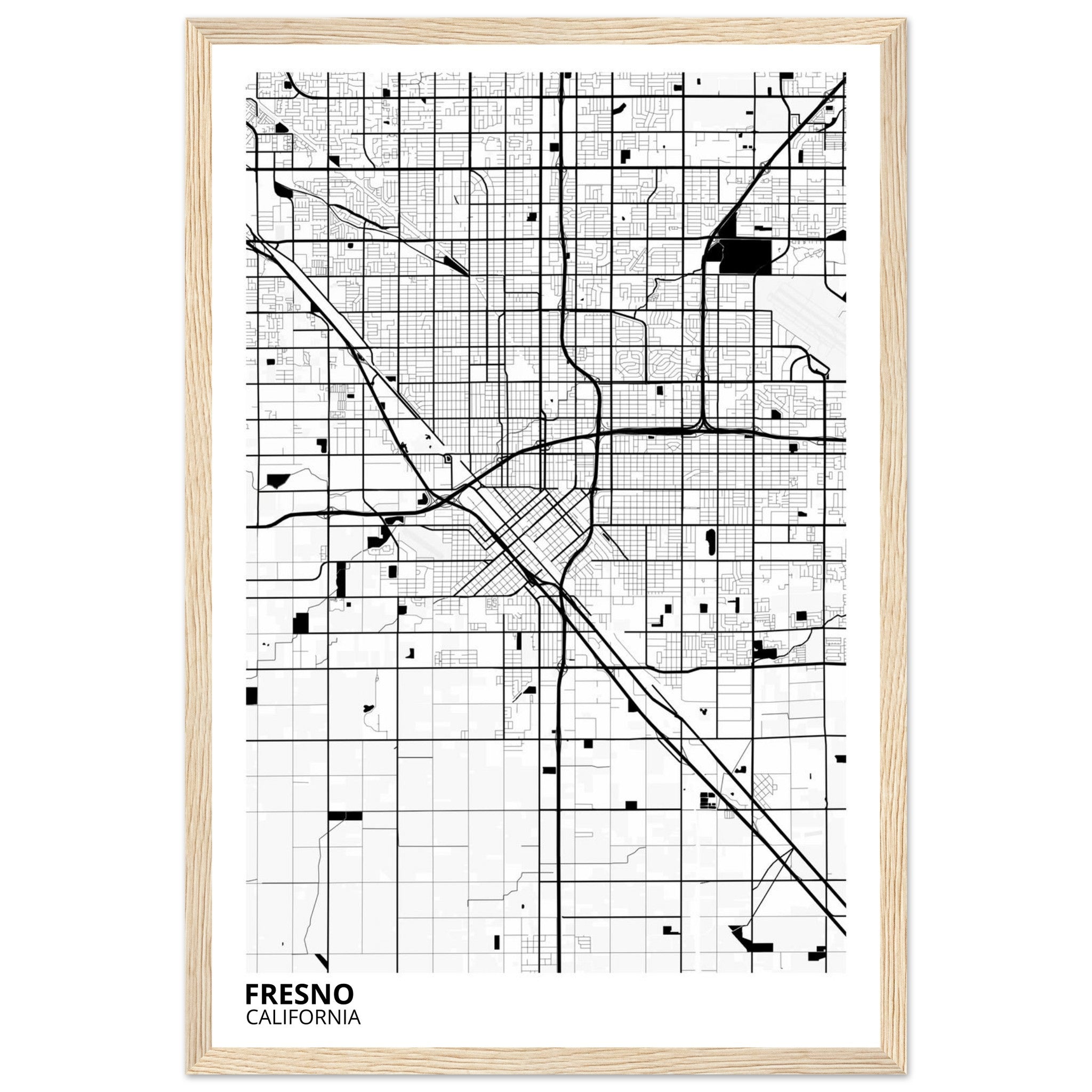 fresno map poster print