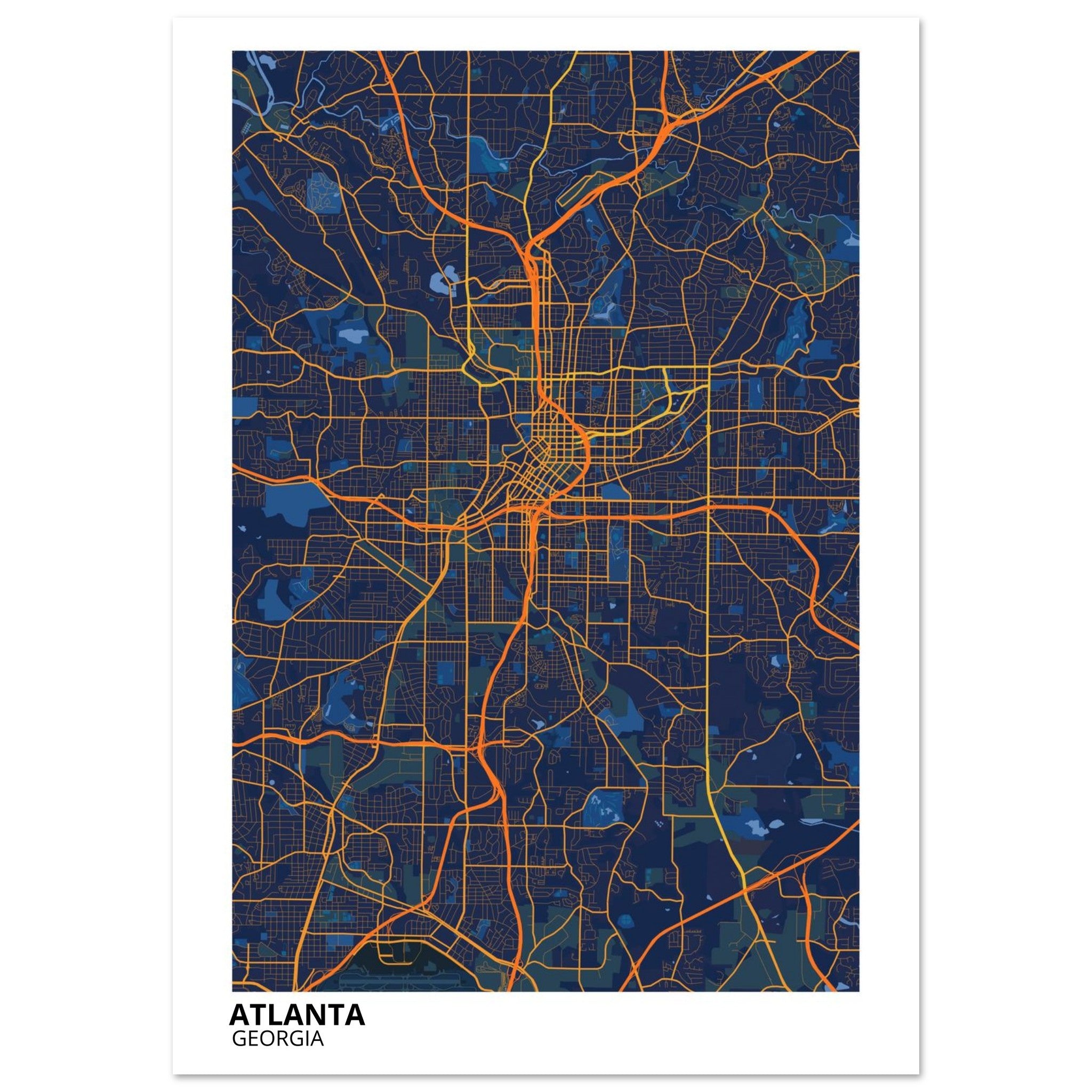 atlanta map poster print