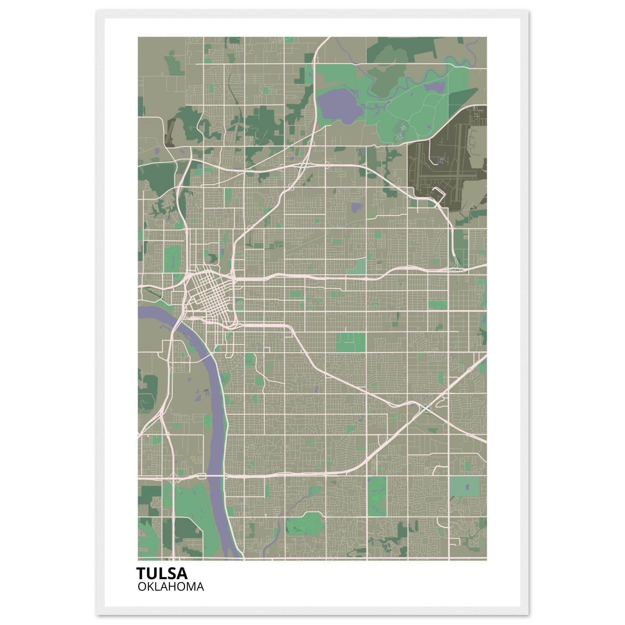 tulsa map poster print