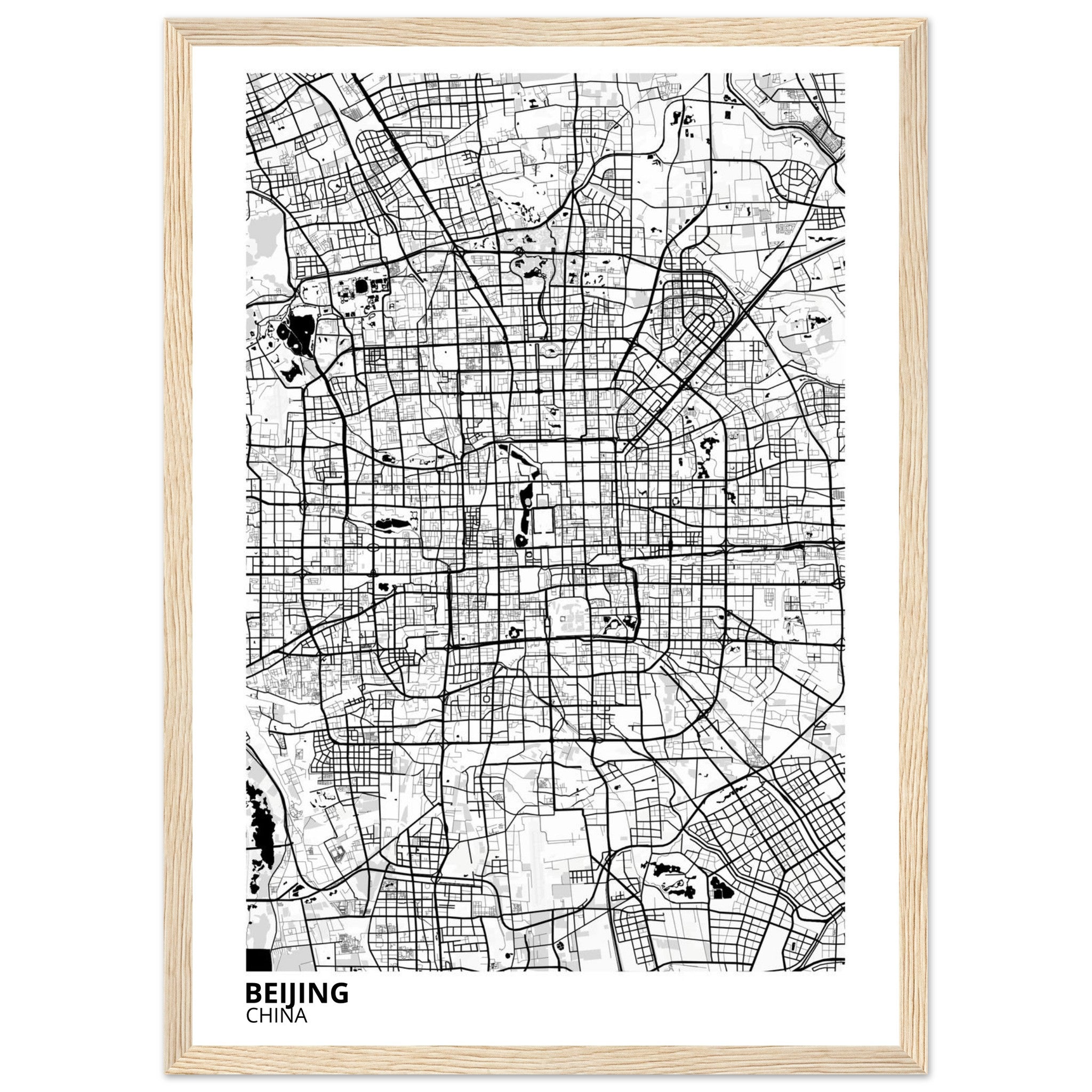 beijing china map poster print