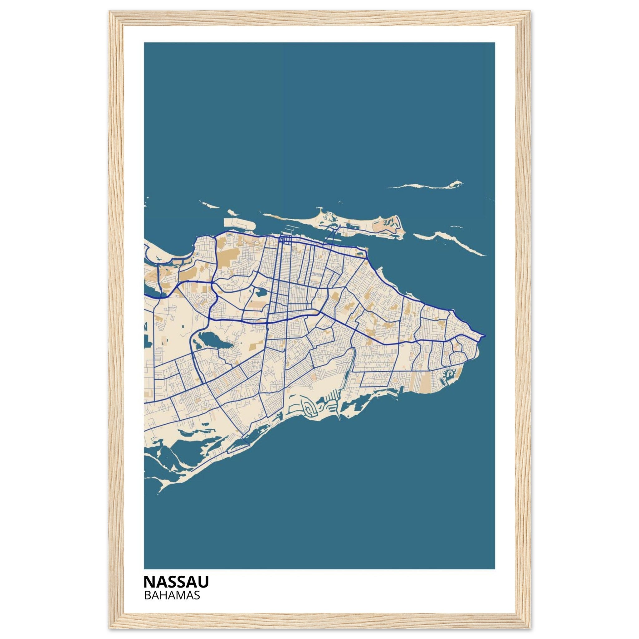Nassau Bahamas City Map Poster | Custom Map Art Print - Ink And Atlas