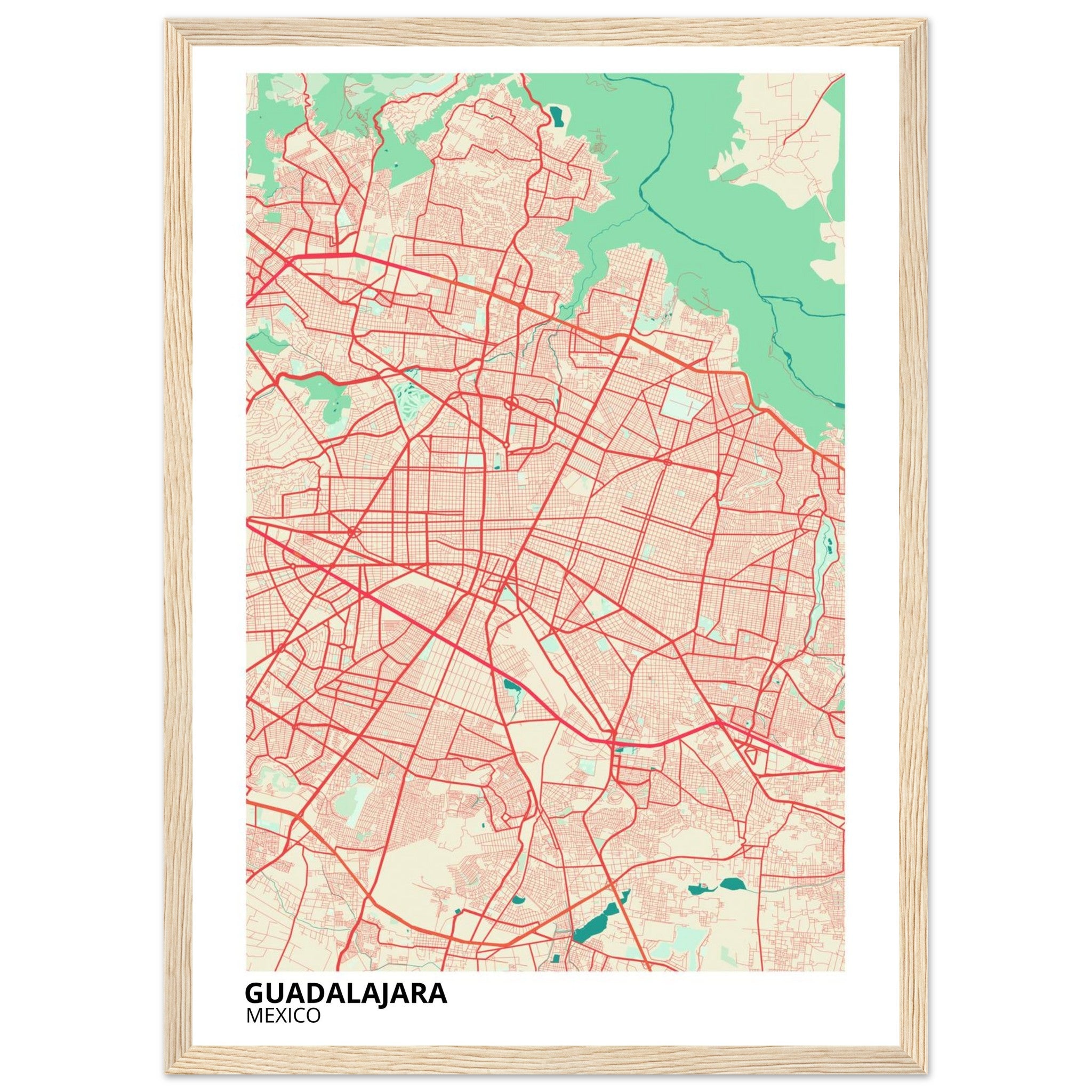 Guadalajara Mexico City Map Poster | Custom Map Art Print - Ink And Atlas