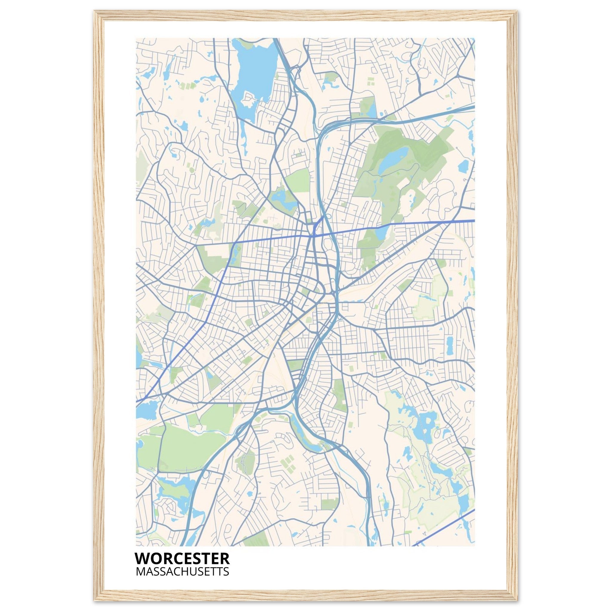worcester map poster print
