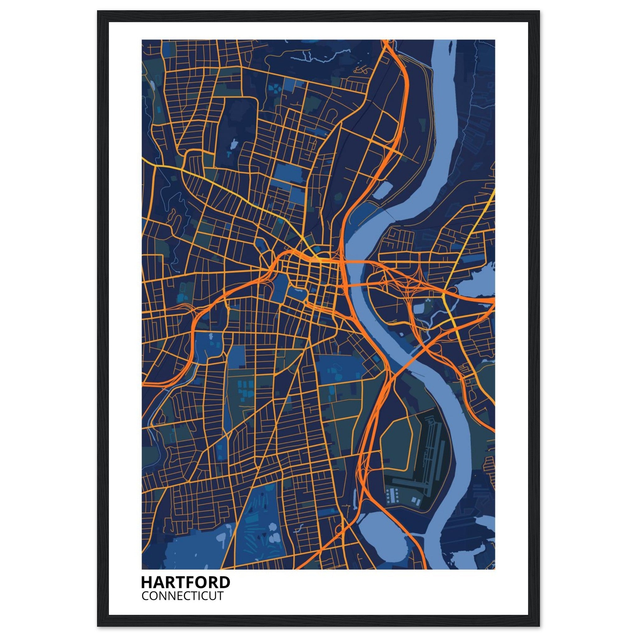hartford map poster print