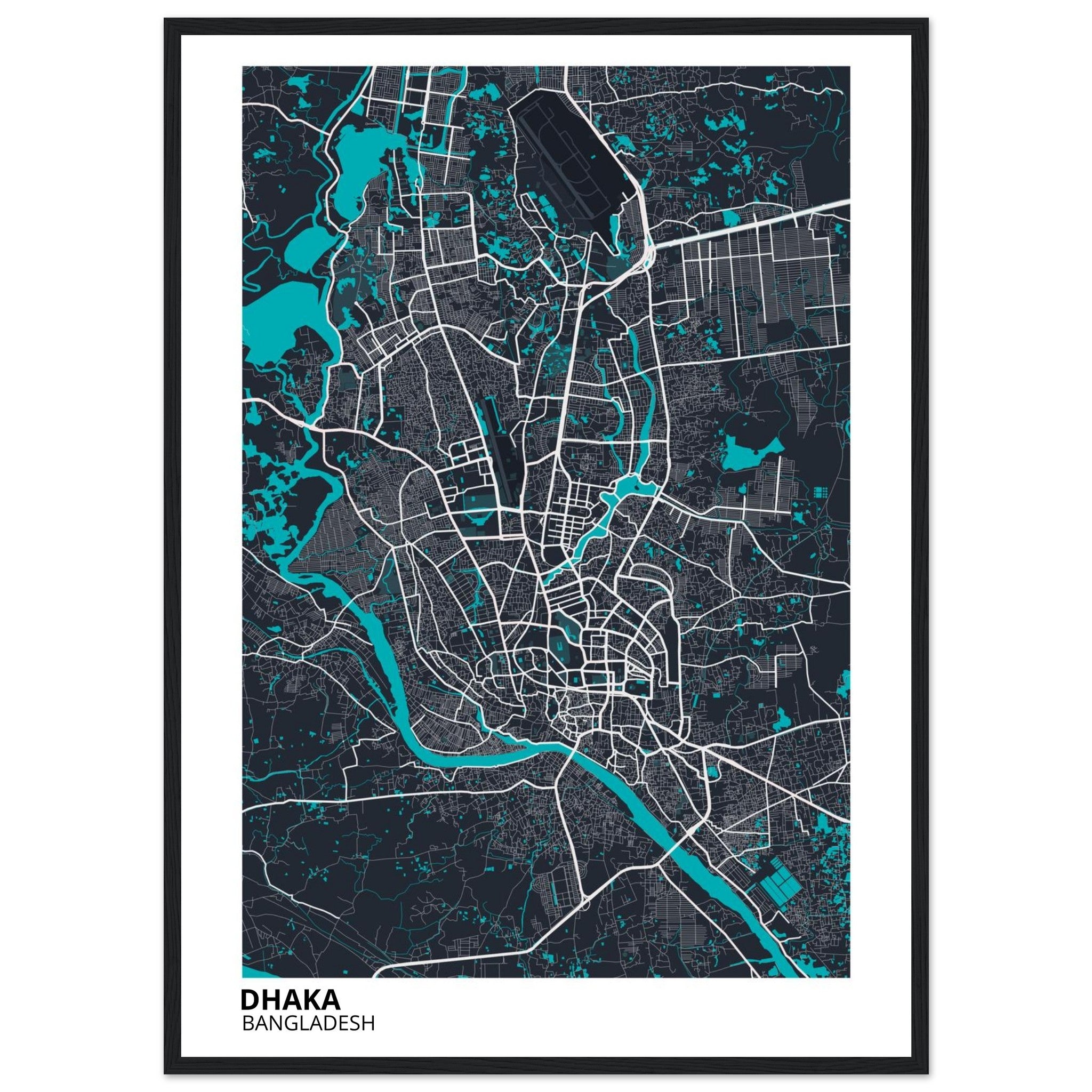 dhaka bangladesh map poster print