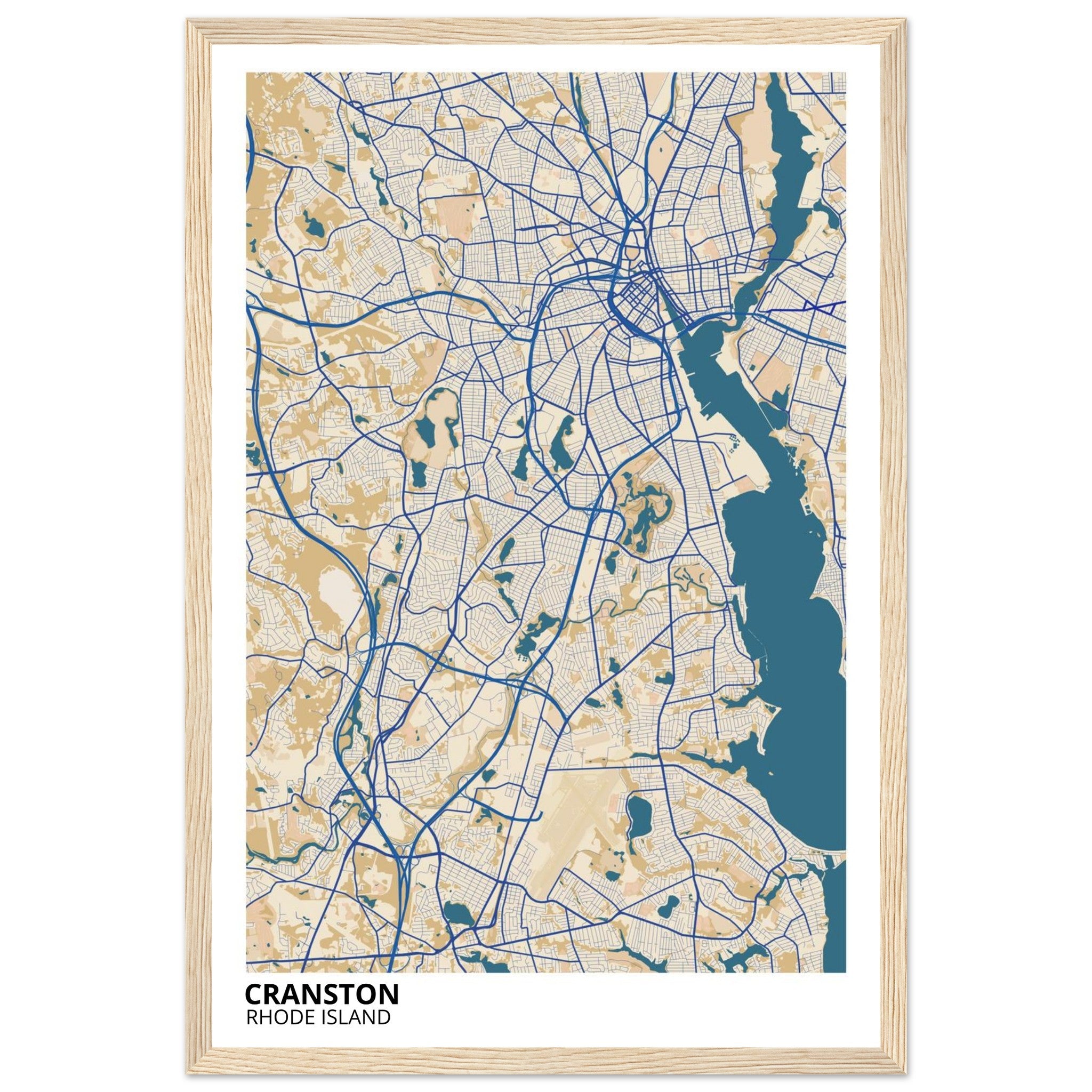 Cranston Rhode Island City Map Poster | Custom Map Art Print - Ink And Atlas