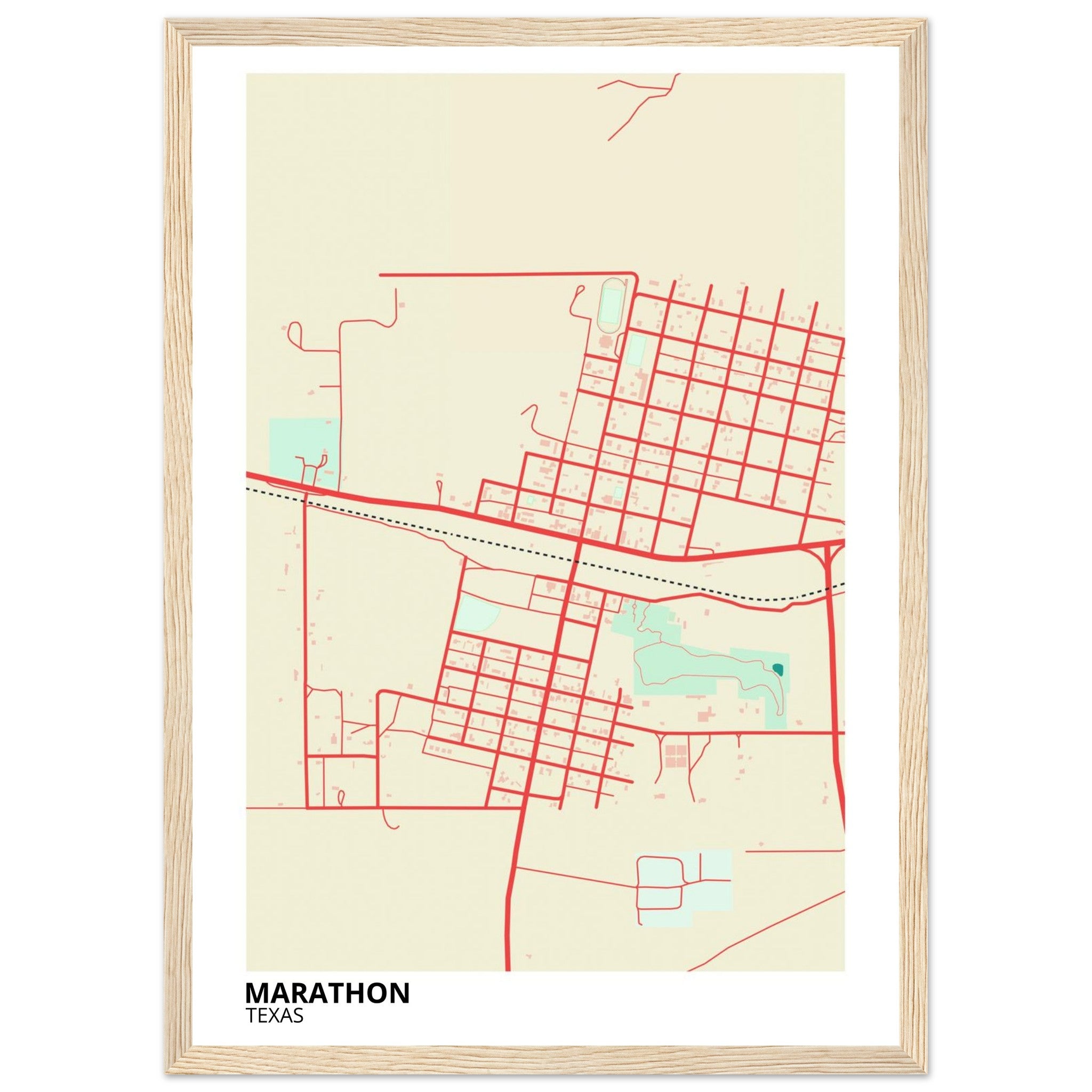 Marathon Texas City Map Poster | Custom Map Art Print - Ink And Atlas