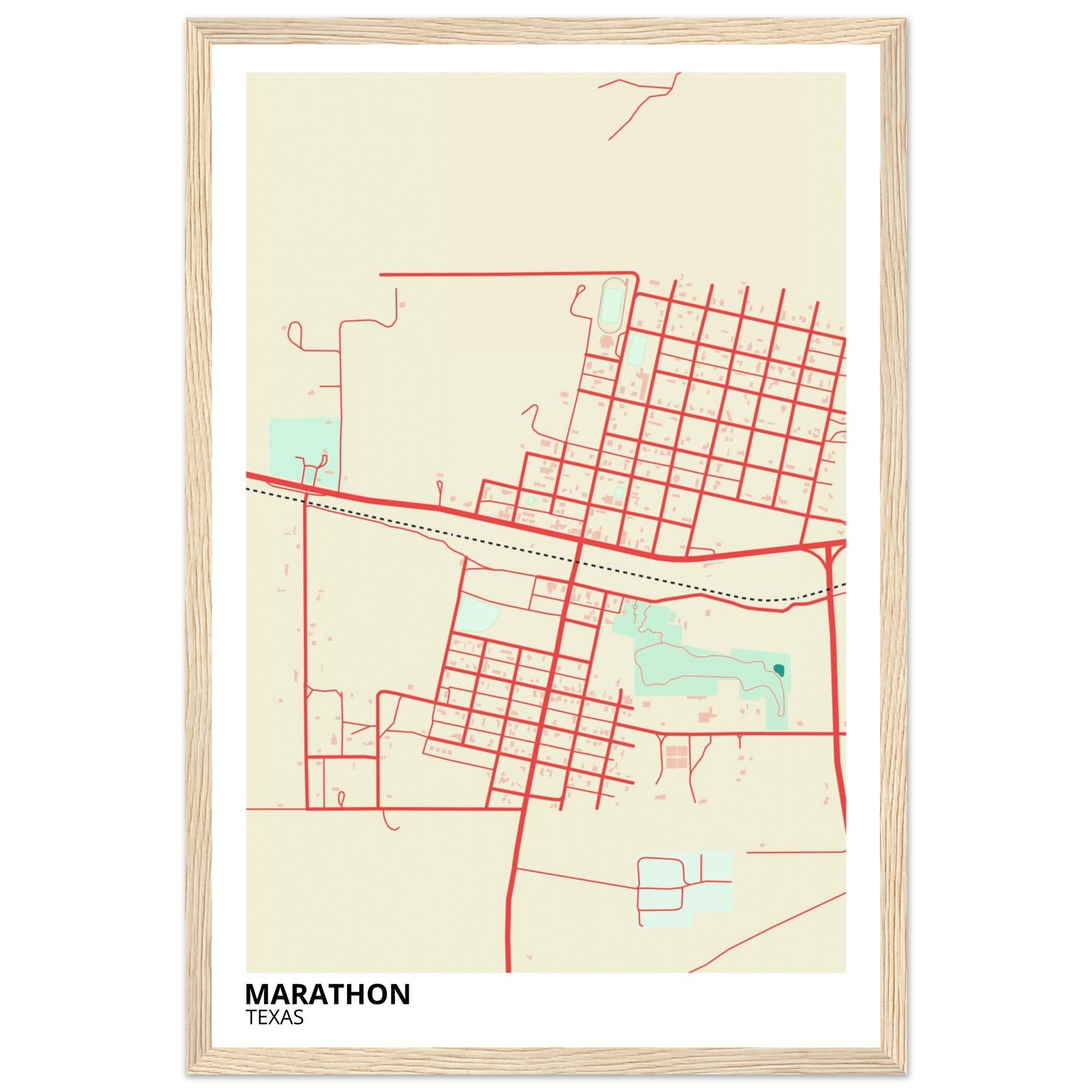 Marathon Texas City Map Poster | Custom Map Art Print - Ink And Atlas