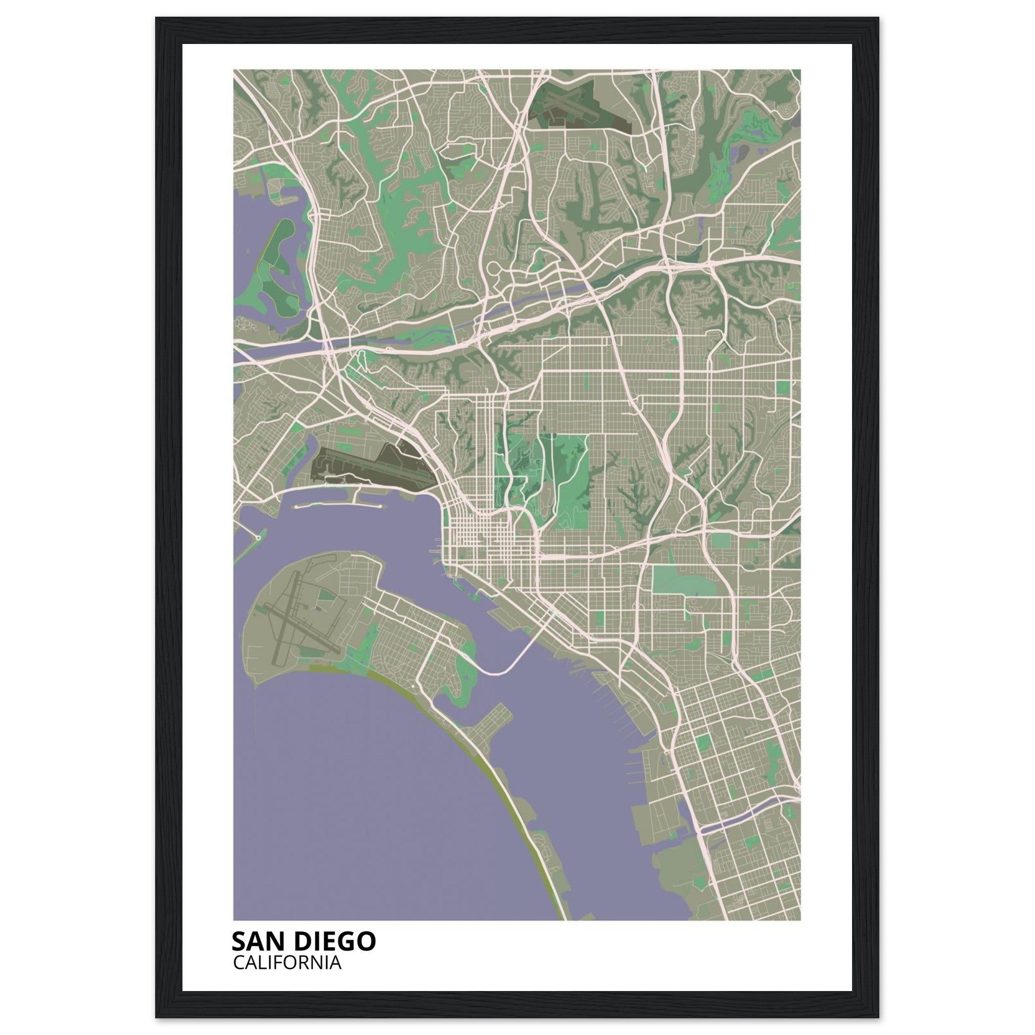 san diego map poster print