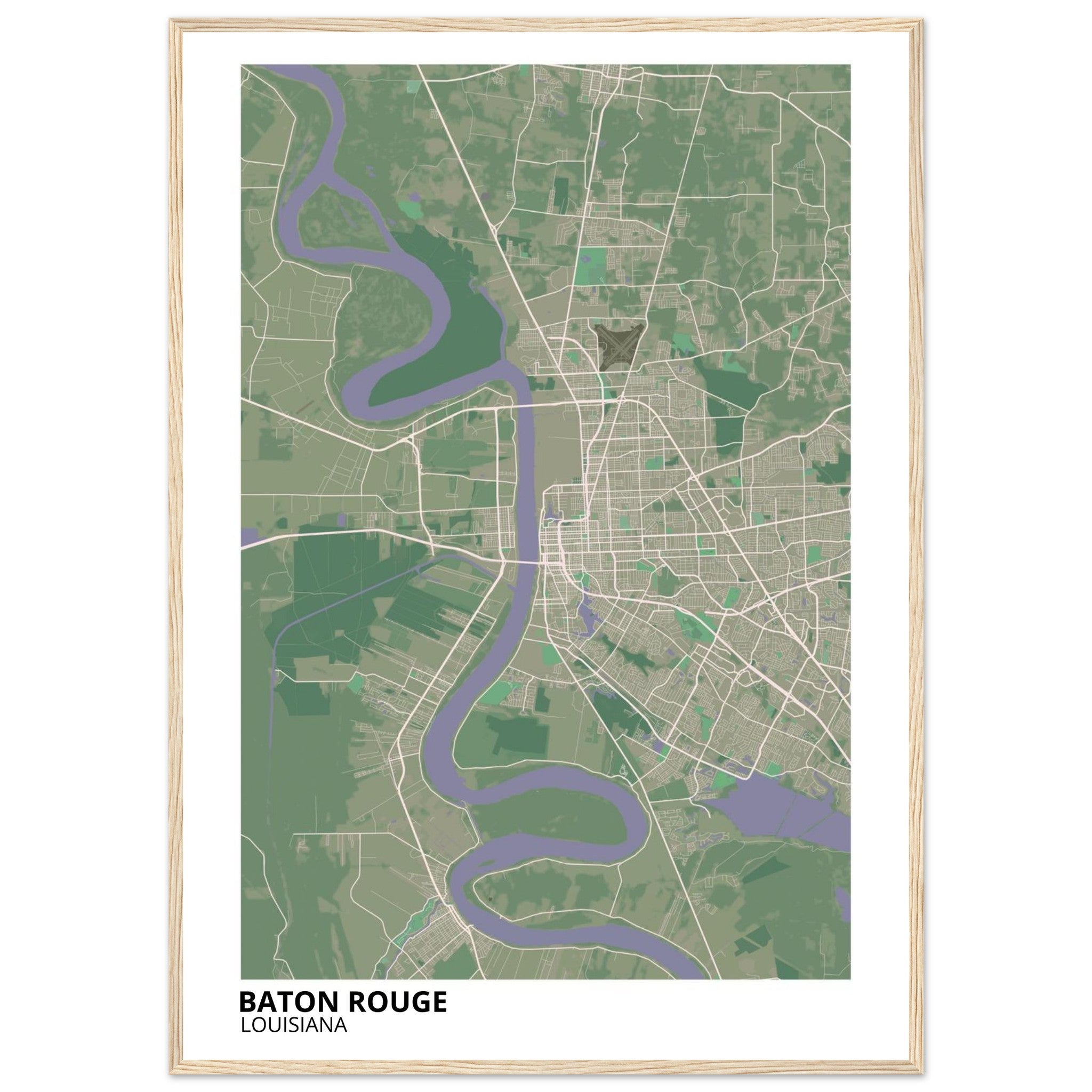 baton rouge map poster print